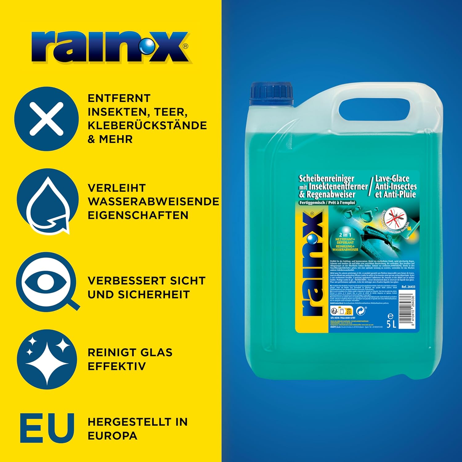 Thumbnail 2 de Rain-X Scheibenreiniger mit Insektenentferner und regennreduzierender Technologie – 5L