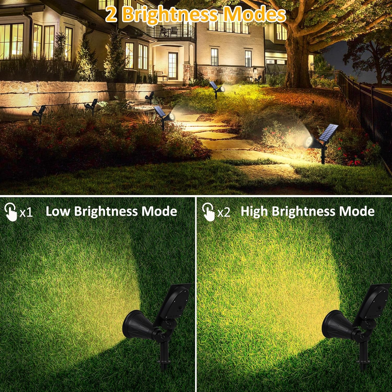Thumbnail 1 de T-SUN (2 pack) faretto solare per esterni IP65 con pannello da 2,5 W, 2 modalità e angolo regolabile fino a 180° (4000K)