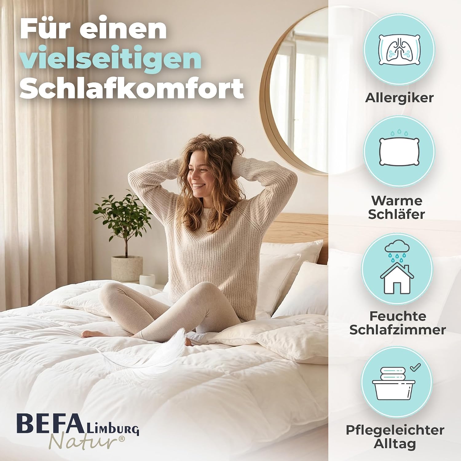 Detalle 2 de BEFA NATUR 4648 zomerdekbed 200 x 200 cm met PrimaLoft-vulling