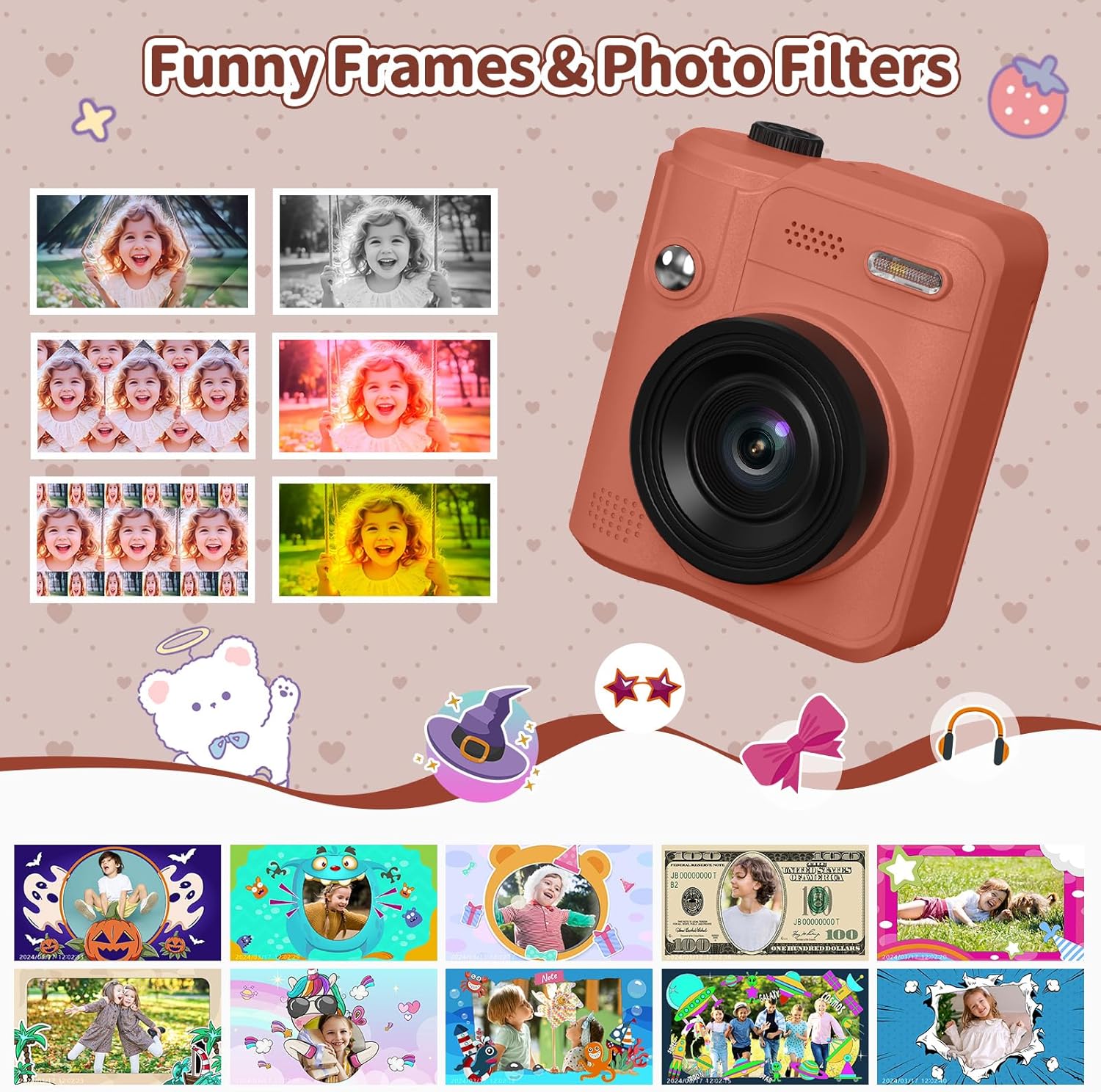 Detalle 2 de Gofunly Sofortbildkamera Kinder mit 1080P, 32 GB Karte & Sofortdruck-Papier (3–12 Jahre)