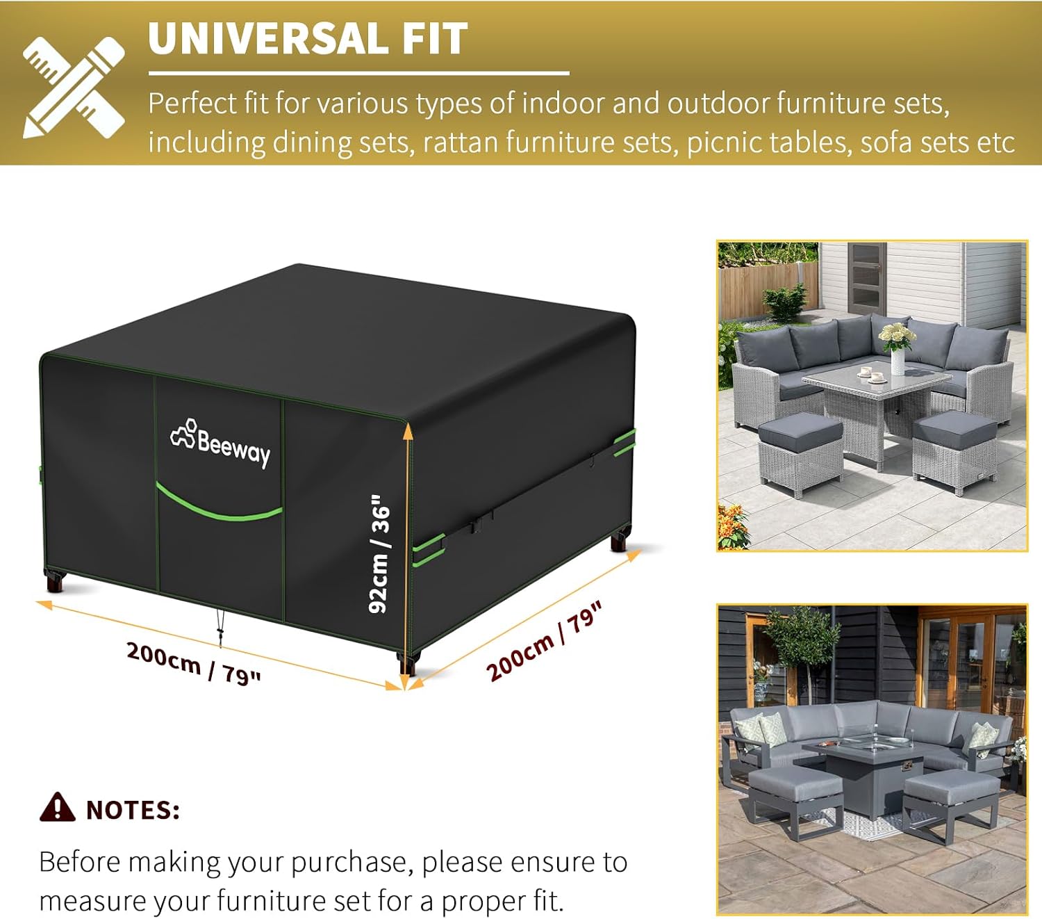 Detalle 2 de BEEWAY Garden Furniture Cover 200x200x92cm
