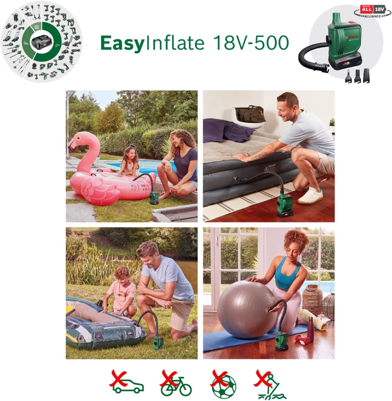 Thumbnail 2 de Bosch EasyInflate 18V-500 : pompe à air sans fil compacte pour gonfler et dégonfler