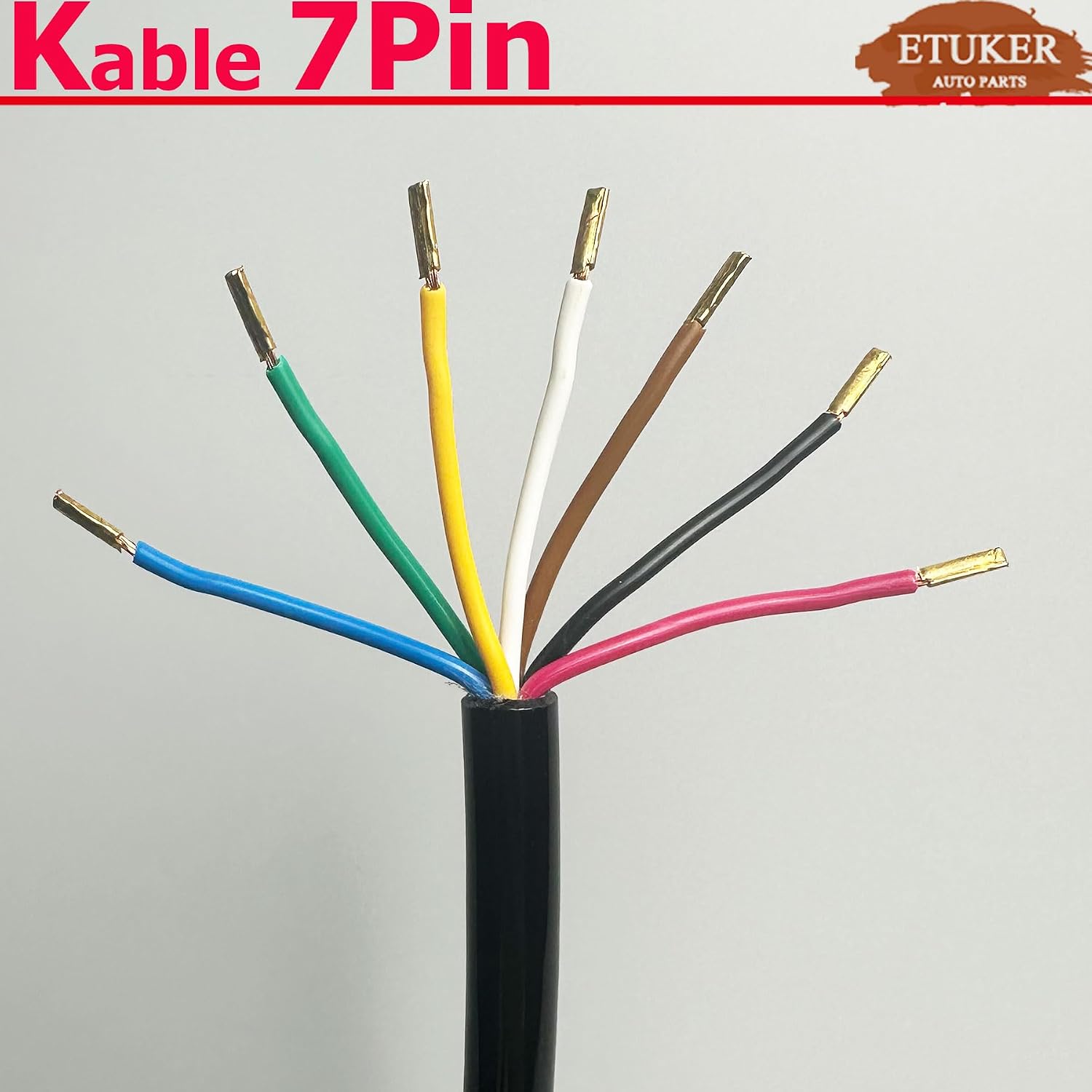 Detalle de ETUKER 7pin 12v Towbar Extension Cable (1.7m) – 13 to 7pin Trailer Adaptor