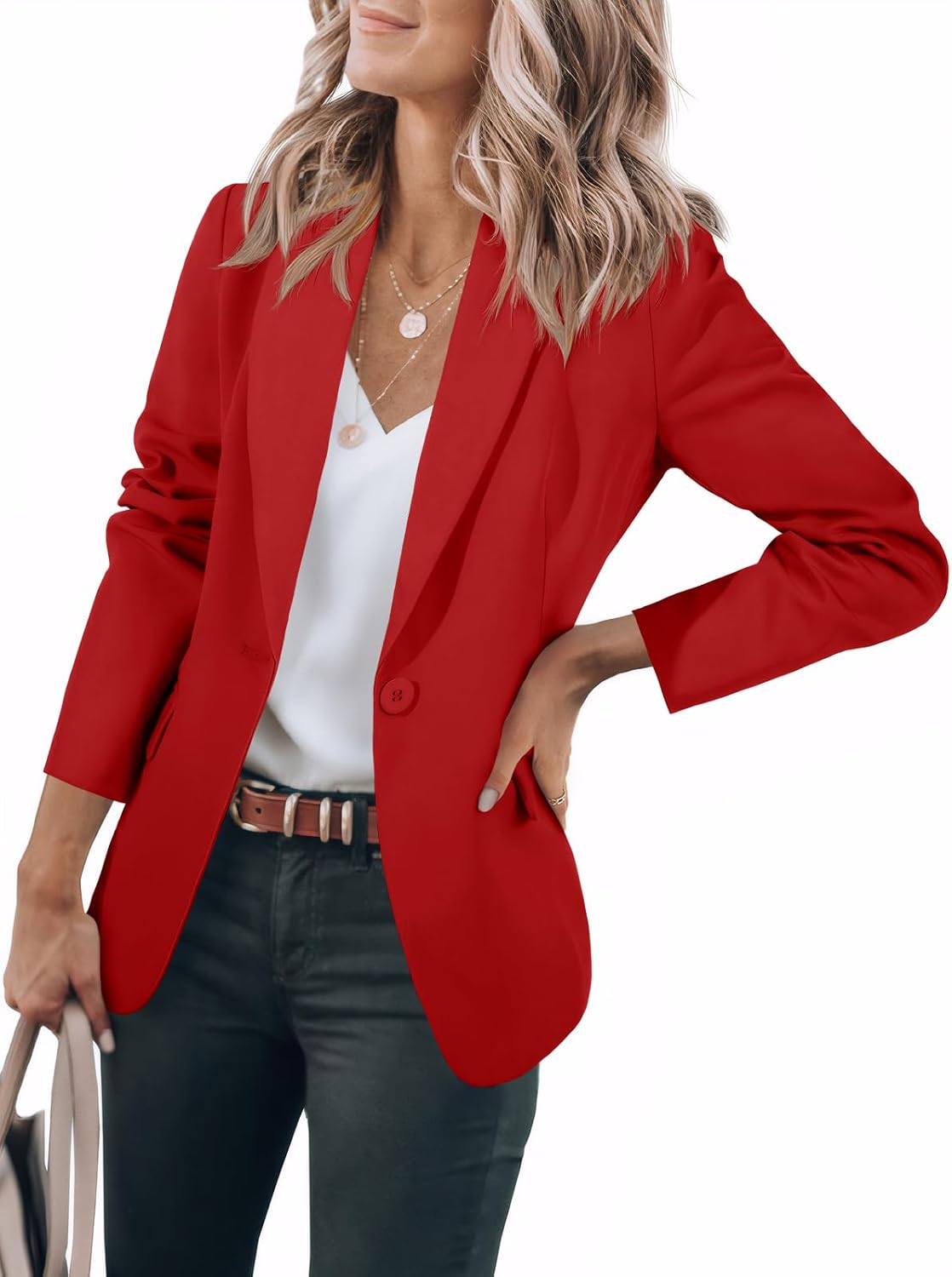Detalle de Cicy Bell Casual Open Front Blazer 1 Button 🎀