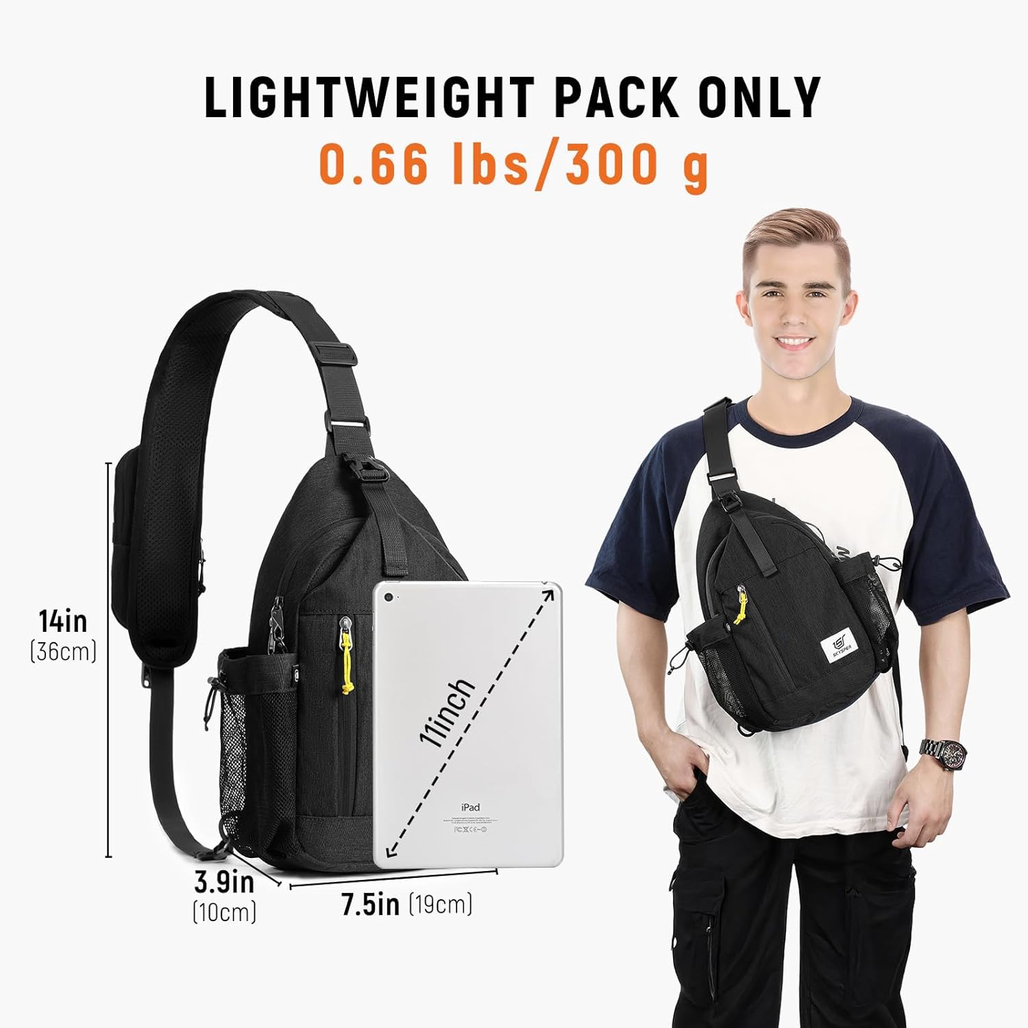 Detalle 2 de SKYSPER Sling Bag anti-theft crossbody with RFID protection and 7 pockets