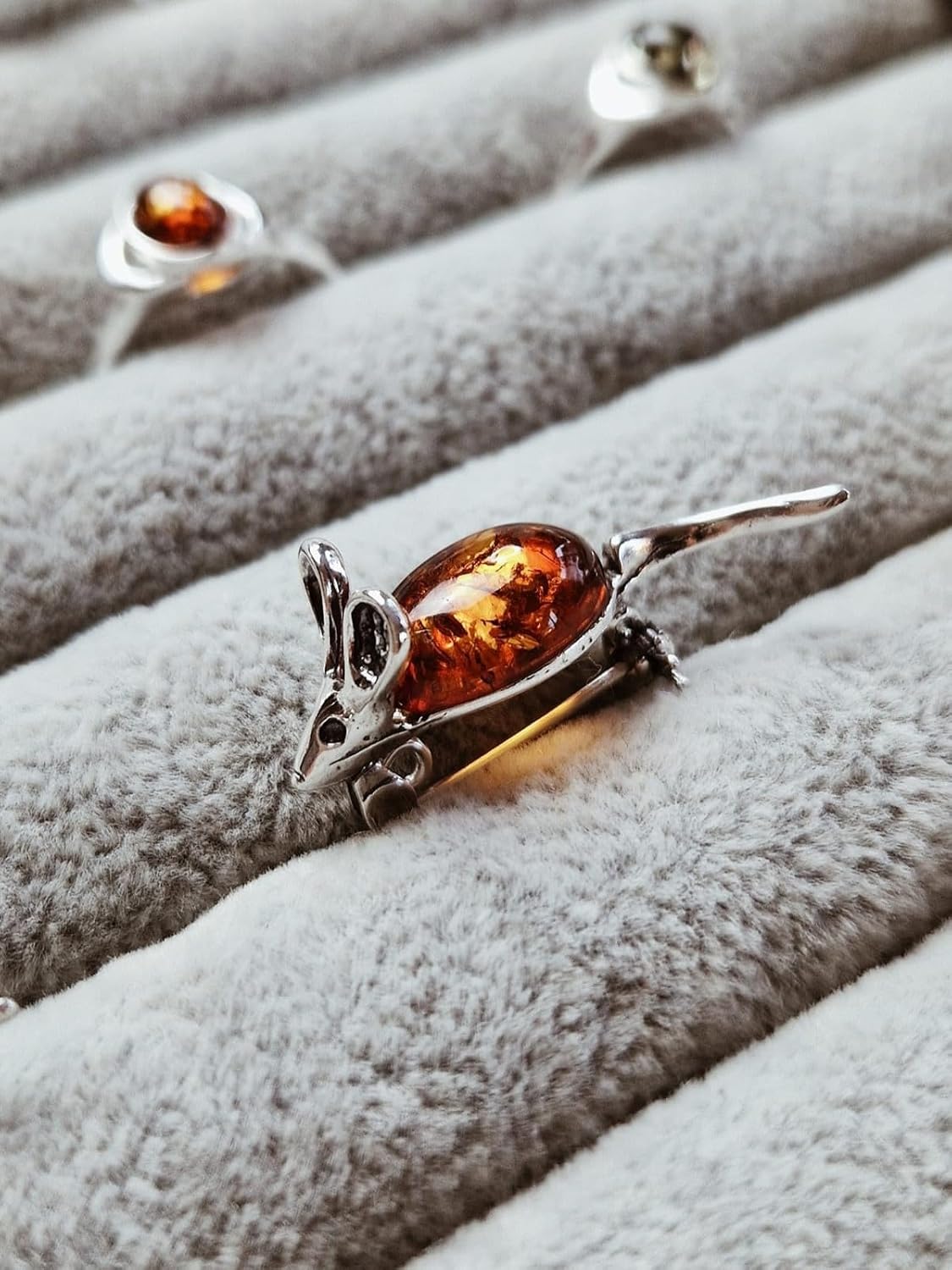 Thumbnail 1 de Broche en argent sterling 925 et ambre véritable de la Baltique 4107