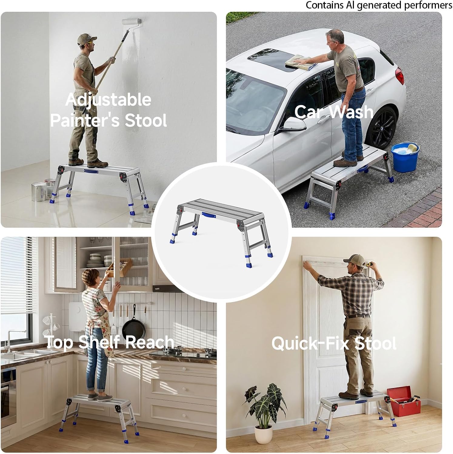 Thumbnail 6 de Loyoda LSS005 Folding Work Platform, Adjustable Aluminum Step Stool, 800 lb Capacity