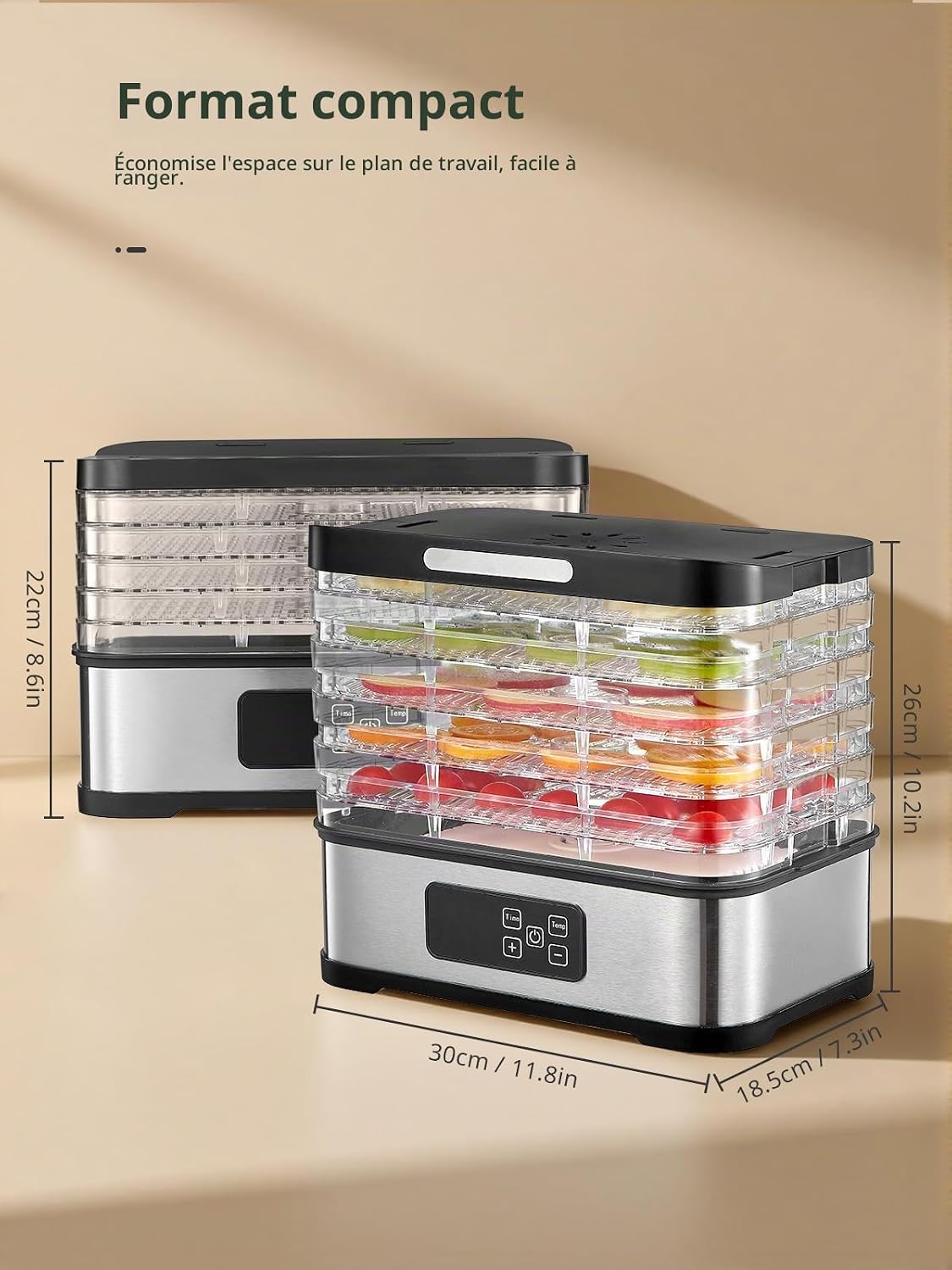 Thumbnail 6 de Yabano GGJ-300B voedseldroger met 5 BPA-vrije trays en digitale timer