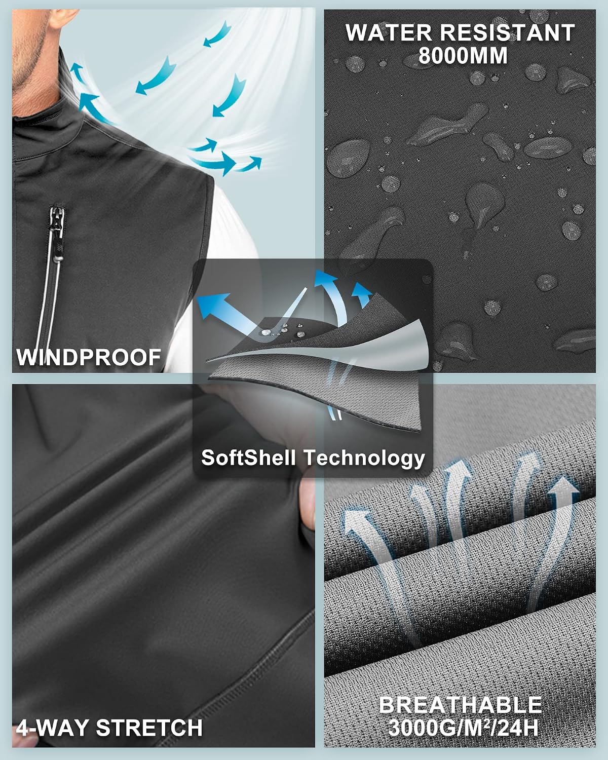 Detalle 1 de 33,000ft windproof softshell gilet vest