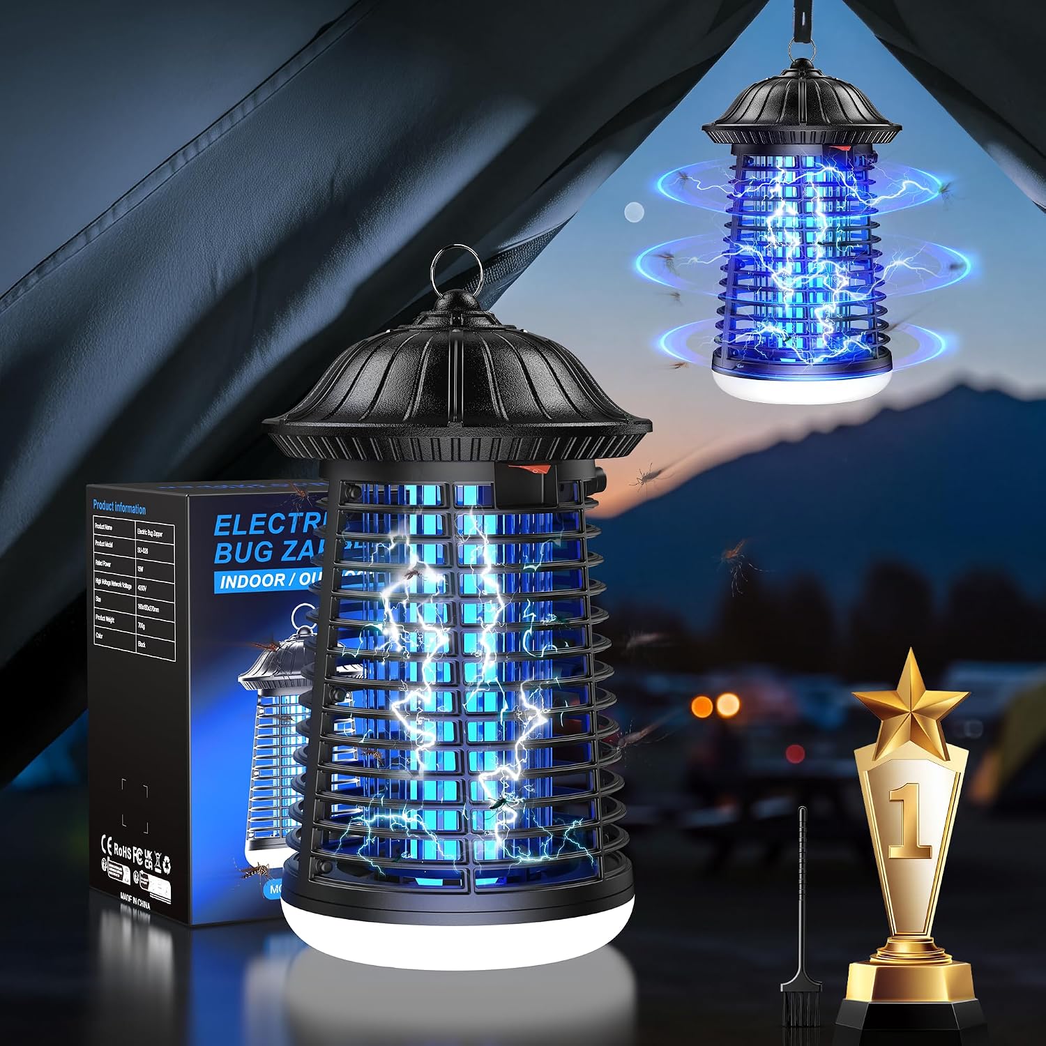 Detalle de VIWAVE Lampada Antizanzare Elettrica 4200V – Trappola UV 365nm con LED, 3 m di cavo, copertura fino a 150 m²