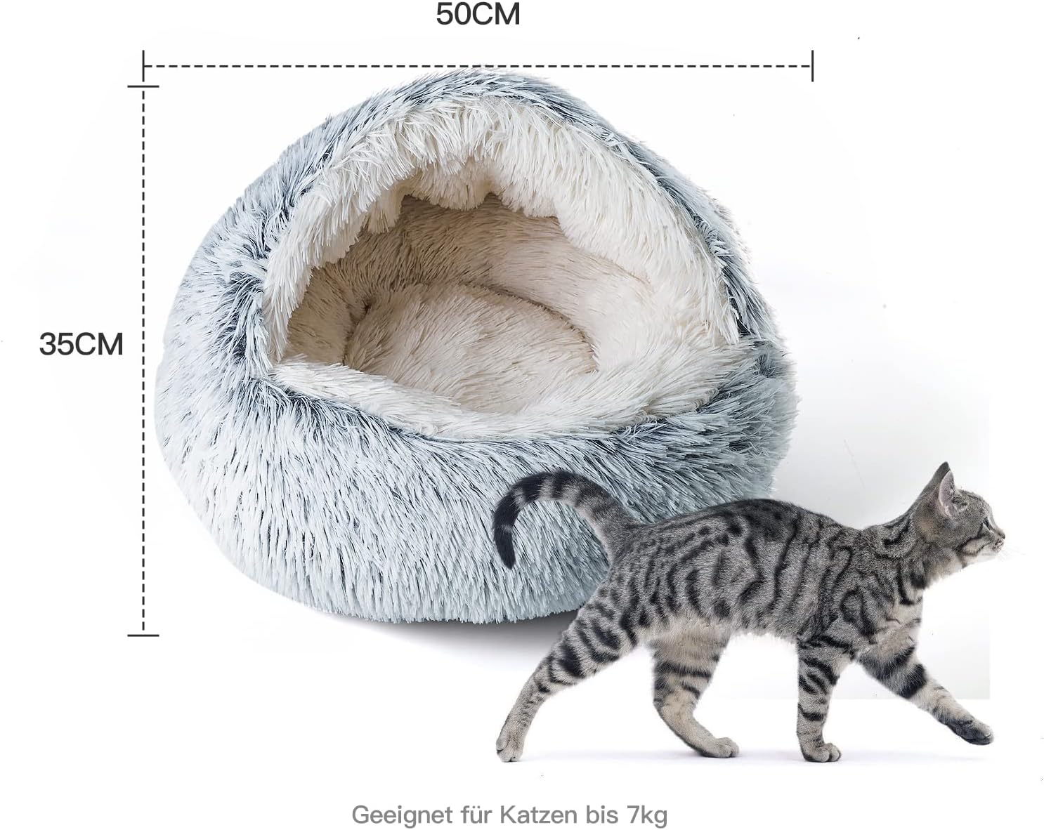 Thumbnail 6 de CATISM Katzenbett Flauschig – Katzenhöhle/Zeltbett halbgeschlossen, waschbare Katzendecke, 50 cm