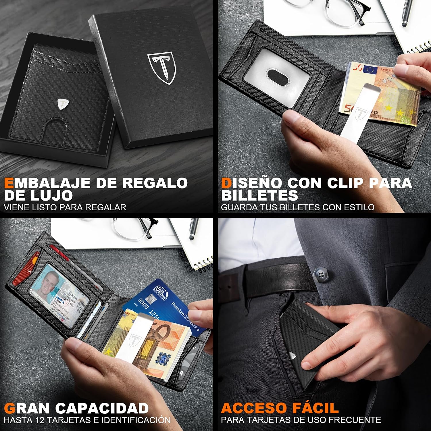 Thumbnail 4 de TEEHON Cartera Slim Fibra de Carbono 11 tarjetas