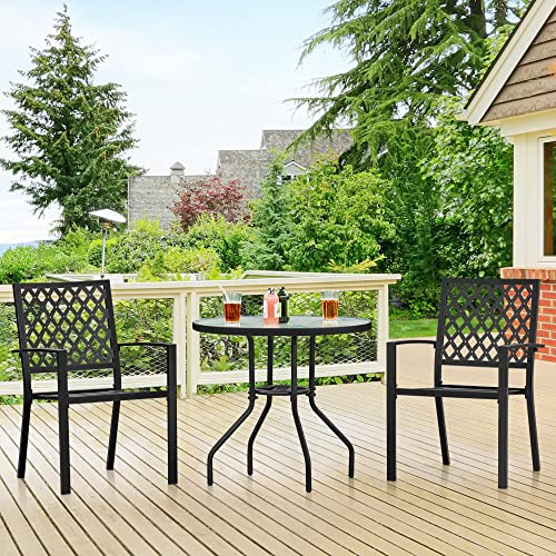 Detalle 2 de Yaheetech tavolo da giardino rotondo in vetro Ø 70 cm con foro per ombrellone (altezza 73 cm) nero