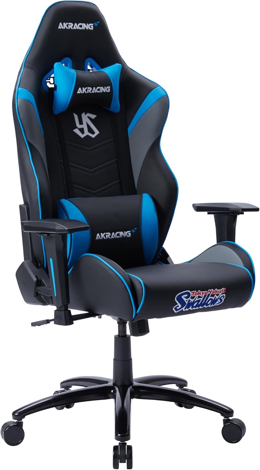 Detalle de AKRacing 東京ヤクルトスワローズ ゲーミングチェア 高耐久PUレザー・180度リクライニング・昇降式アームレスト