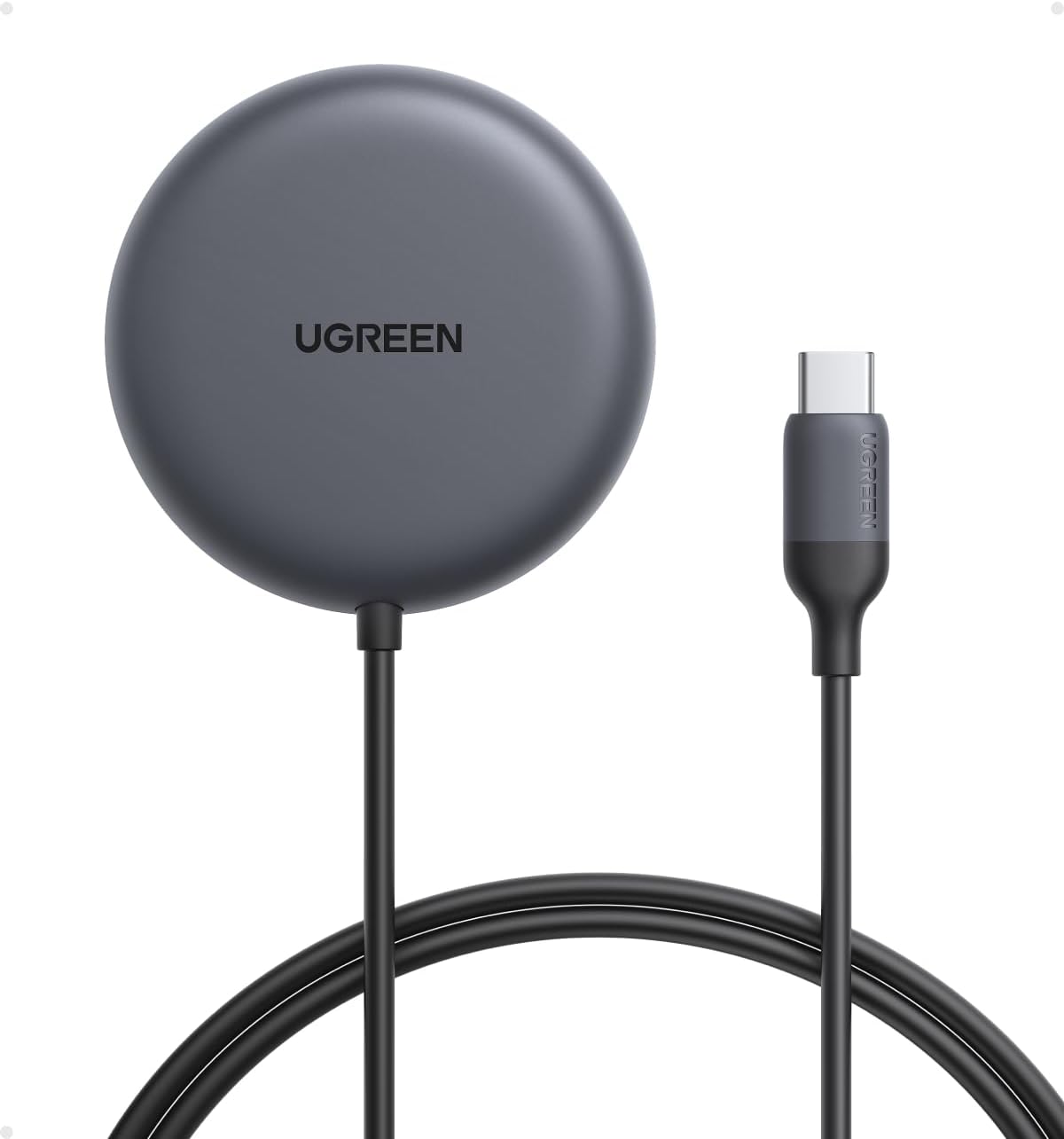 Detalle de UGREEN Zapix Caricatore Wireless MagSafe Qi2 15W: ricarica magnetica sicura per iPhone e AirPods (1,5 m)
