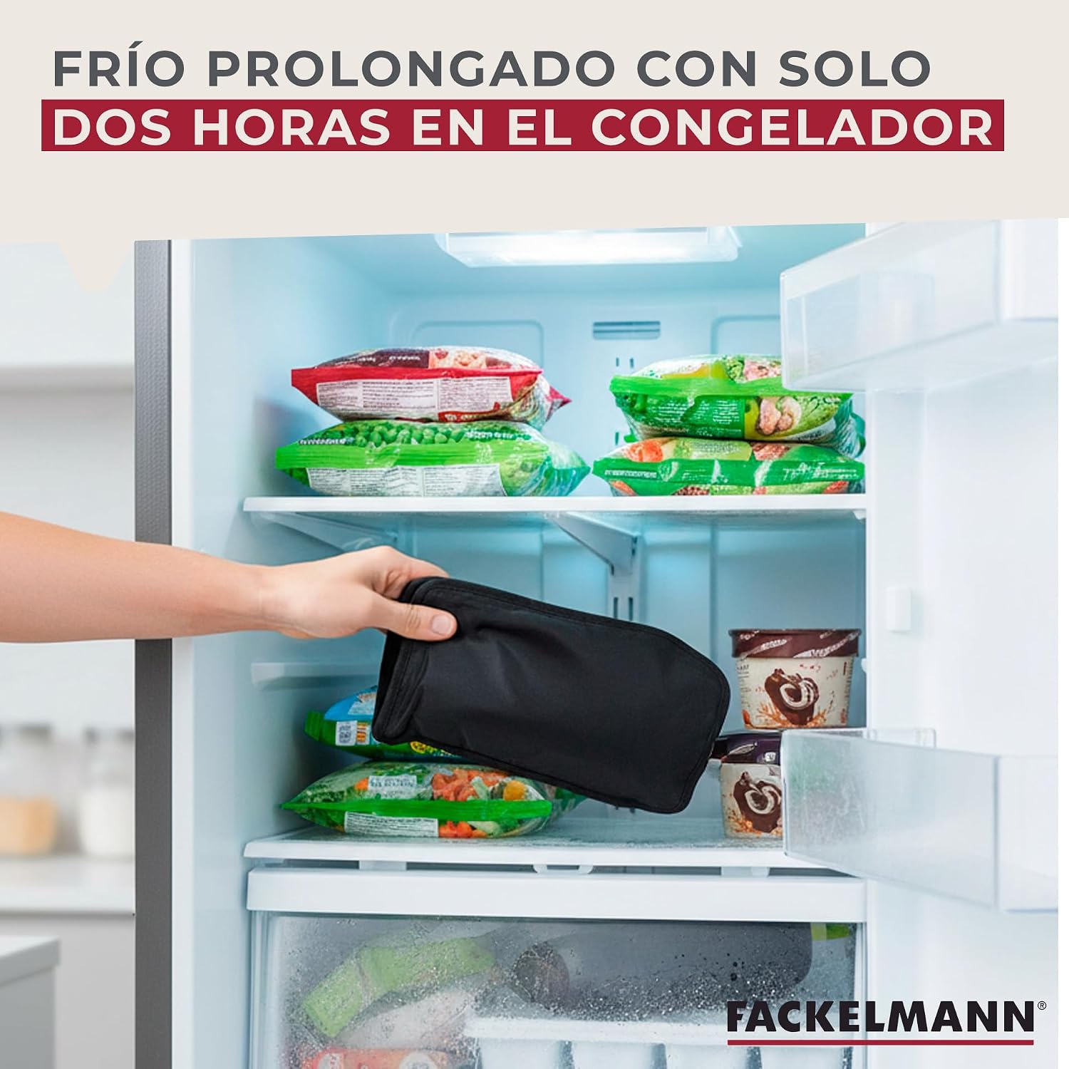 Detalle de Funda Enfriadora Fackelmann para Botellas: collar enfriador de gel para vino y cava