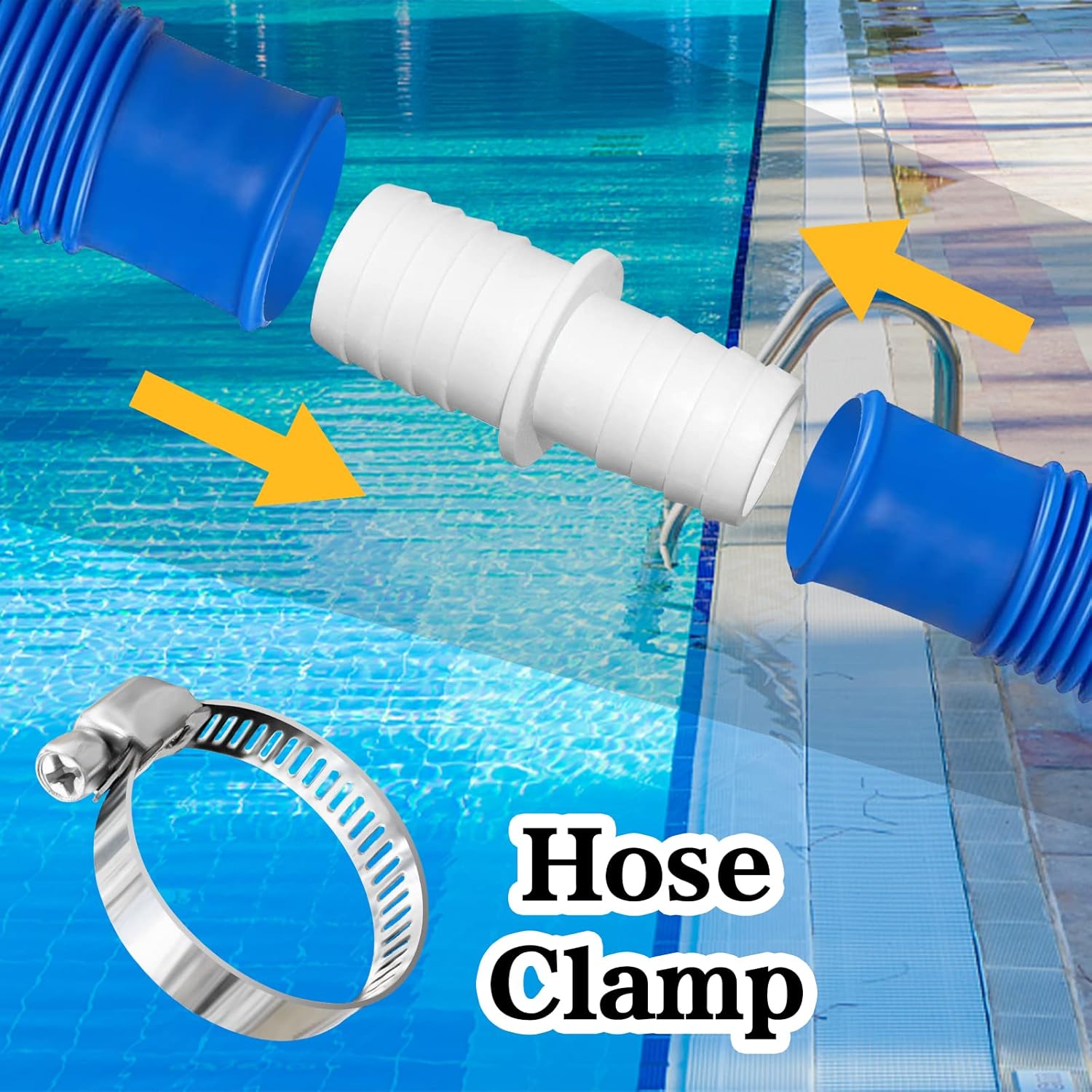 Thumbnail 4 de Rhsemi 4x Schlauchverbinder Set 32 auf 38 mm mit 8 Schlauchschellen (Pool- & Garten-Schlauchadapter) in Weiß