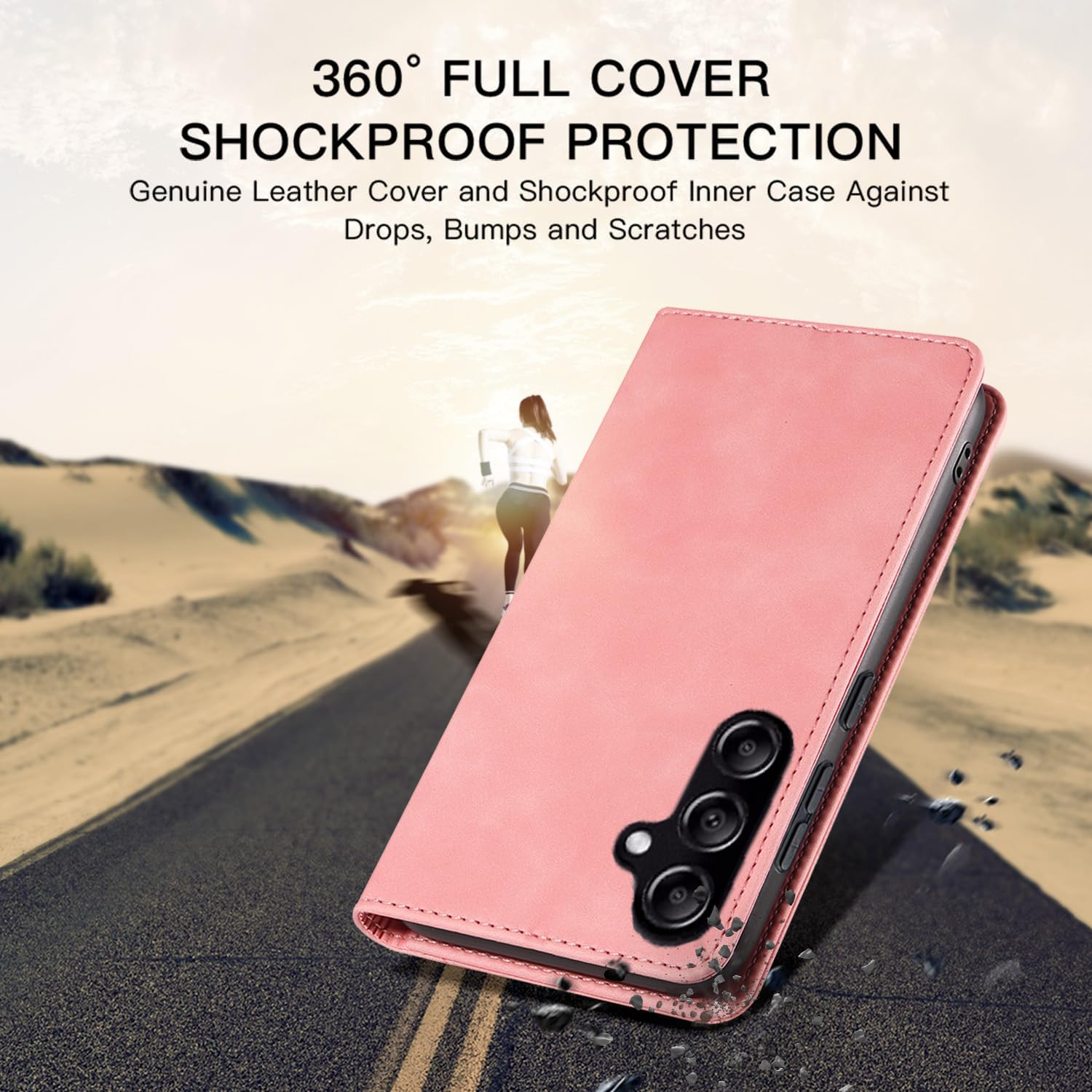 Thumbnail 4 de Leaisan Premium Leder Flip Hülle für Samsung Galaxy S24 – Rose Gold mit Kartenfächern, Standfunktion und Stoßschutz