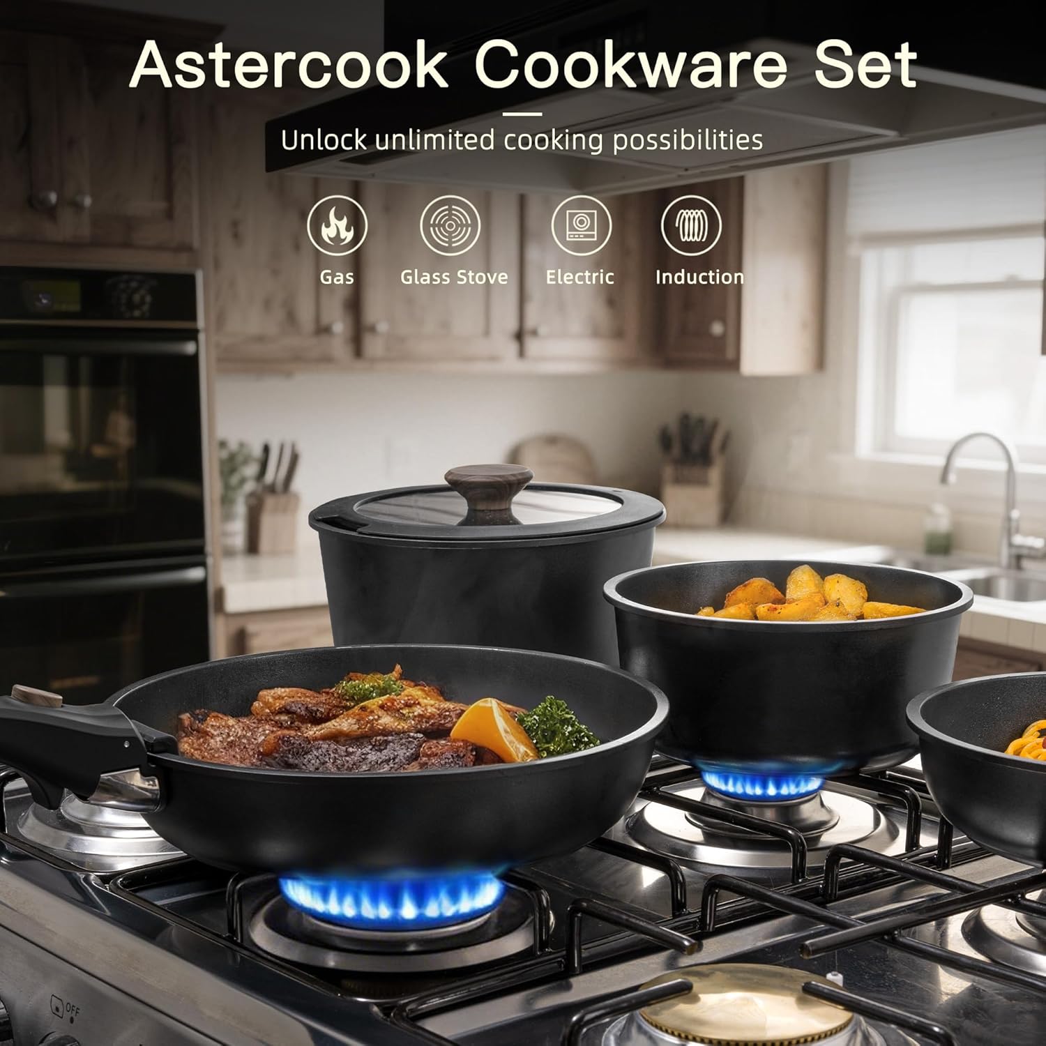 Detalle 2 de Astercook Nonstick Cookware 21 pcs