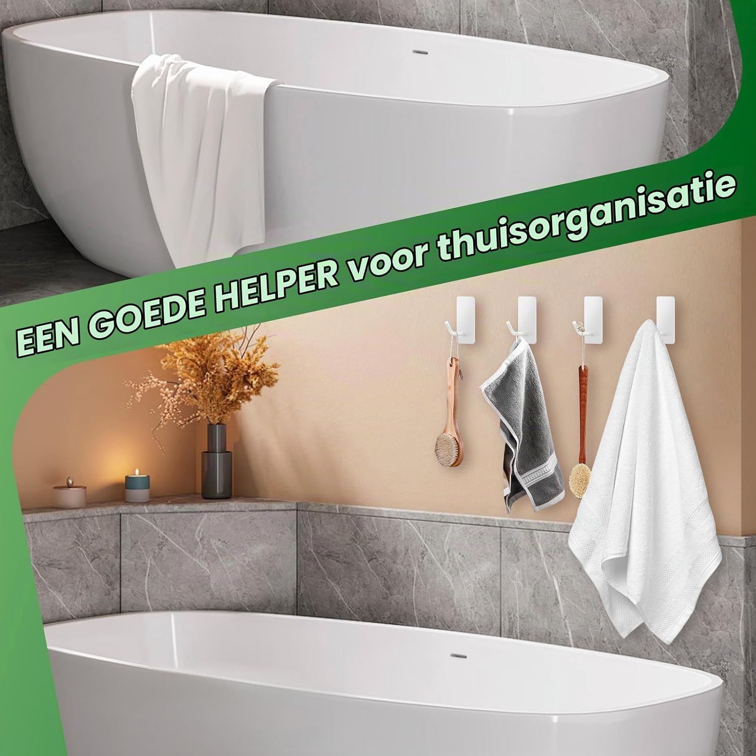 Detalle de Vehepeay zelfklevende wandhaken van 304 roestvrij staal, set van 10