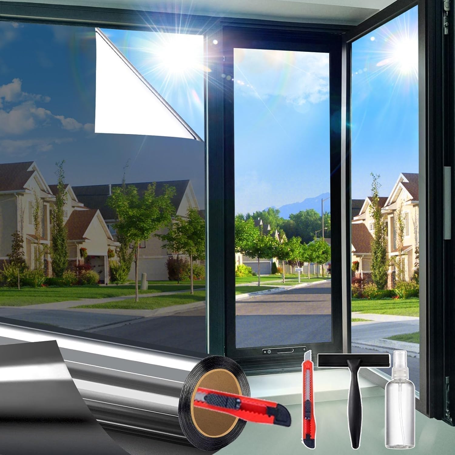 Detalle de Dwersty HYin-44200 One-Way Window Privacy Film, 17.5" x 78.7", Static Cling