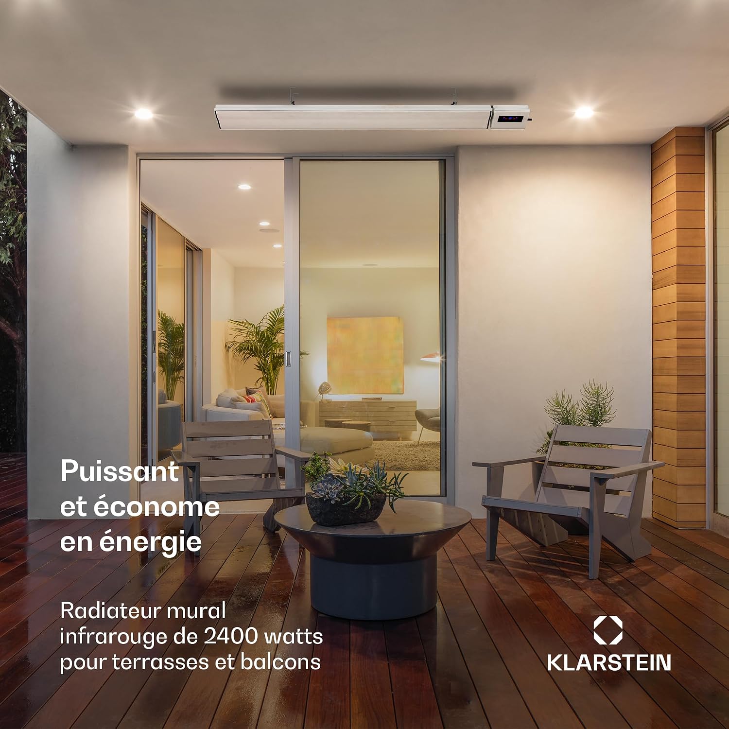 Detalle de Klarstein Cosmic Beam Smart infraroodstraler 2400 W met wifi, thermostaat en wand- of plafondmontage