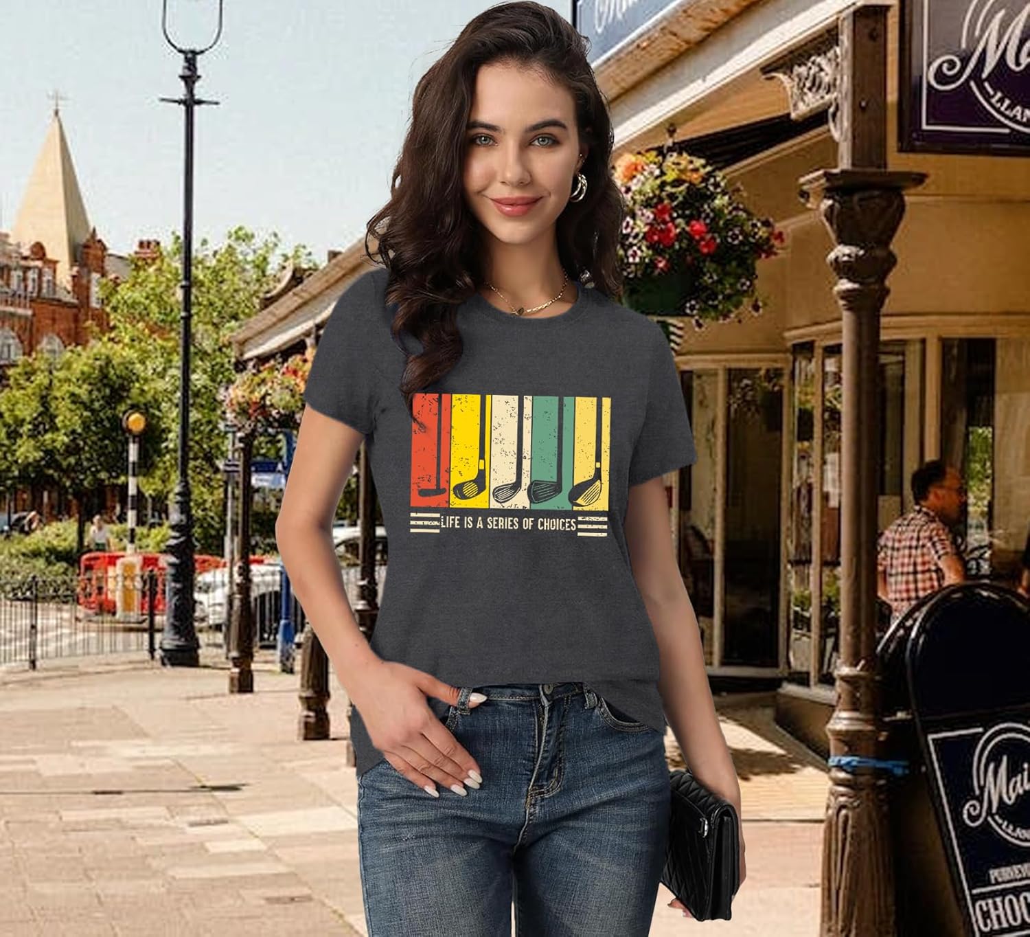 Thumbnail 3 de Qskall women’s golf T-shirt – “Life is a series of choices” slogan tee top