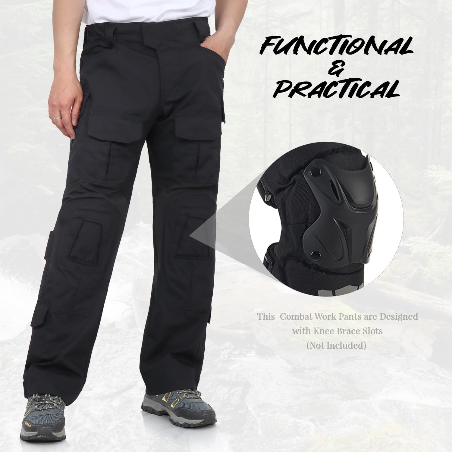 Detalle de BWBIKE Herren Taktische Kampf Cargo Hose – Camouflage, Mehrtaschen, Outdoor Exploration