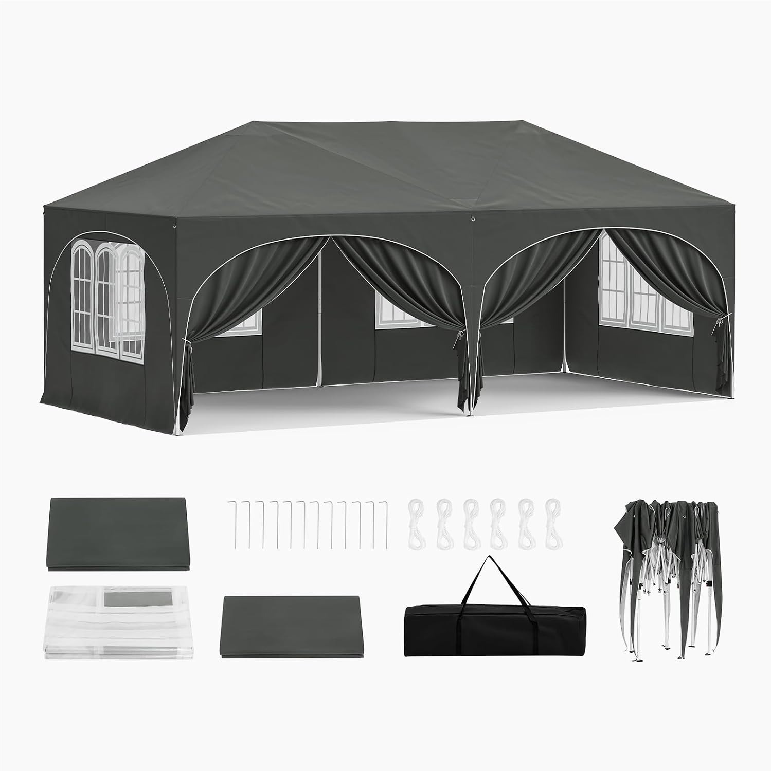 WOLTU Pavillon 3x6 m – faltpavillon mit 6 Seitenwänden, UV-Schutz 50+, wasserabweisend, höhenverstellbar