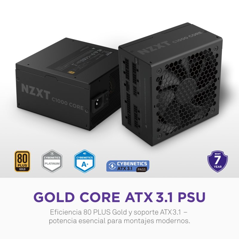 Detalle de NZXT C1000 Gold Core 1000W modular: potencia fiable para setups avanzados