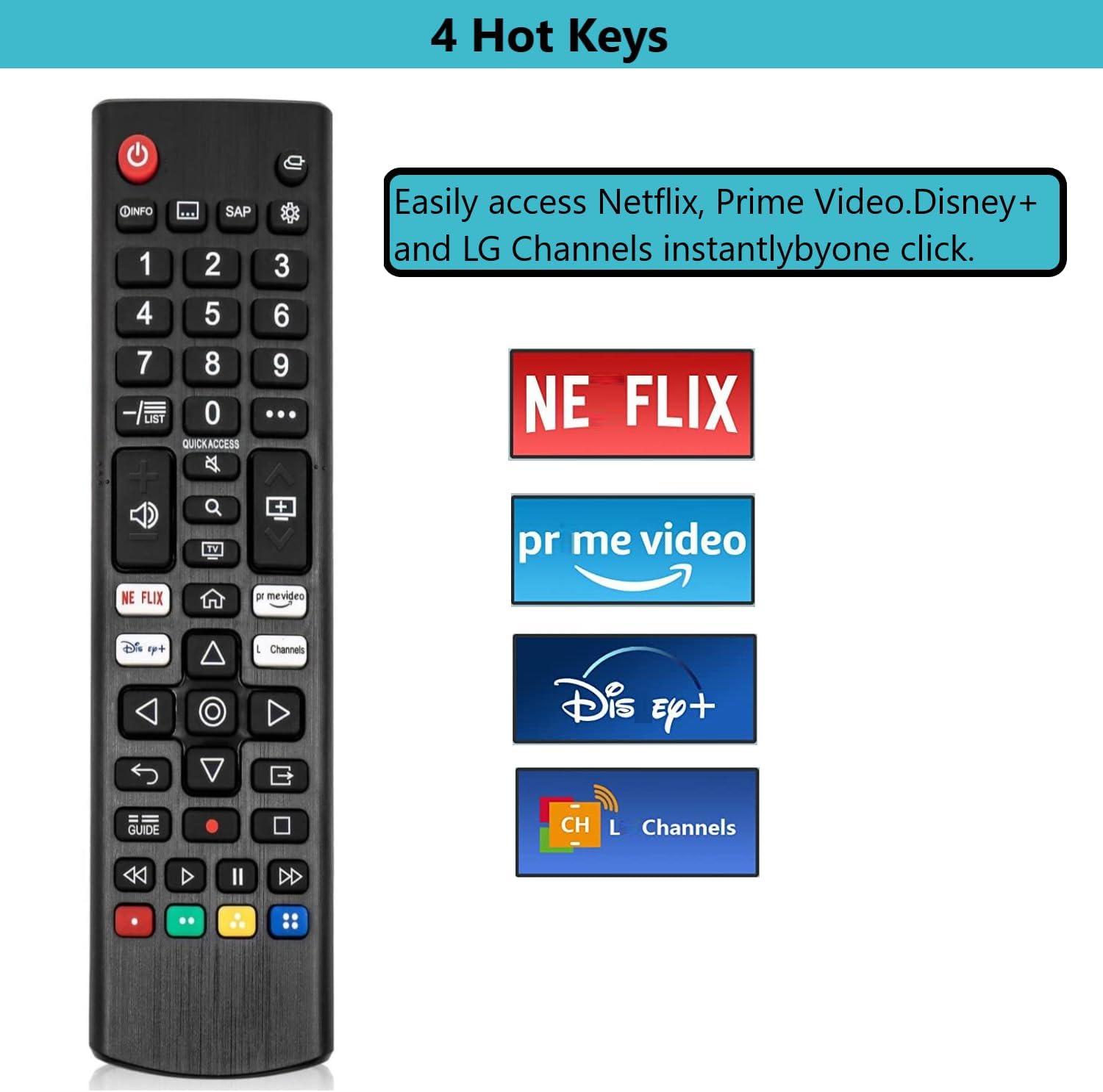 Thumbnail 4 de New AKB76040302 Universal Remote Control for LG TVs (NanoCell 4K/8K Smart) with Streaming Channel Buttons