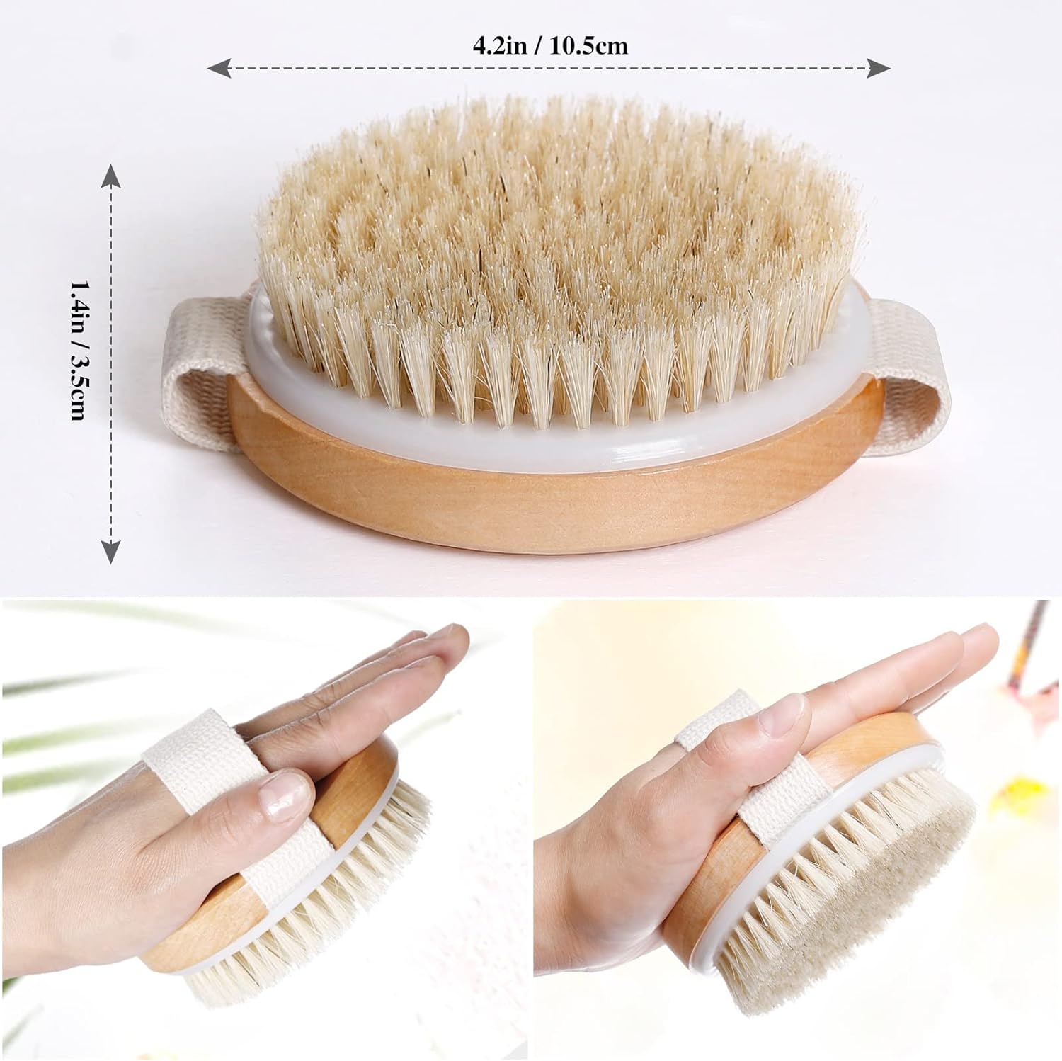 Detalle de 2pcs Body Brush set for dry brushing, 10.5cm & 13x6.5cm