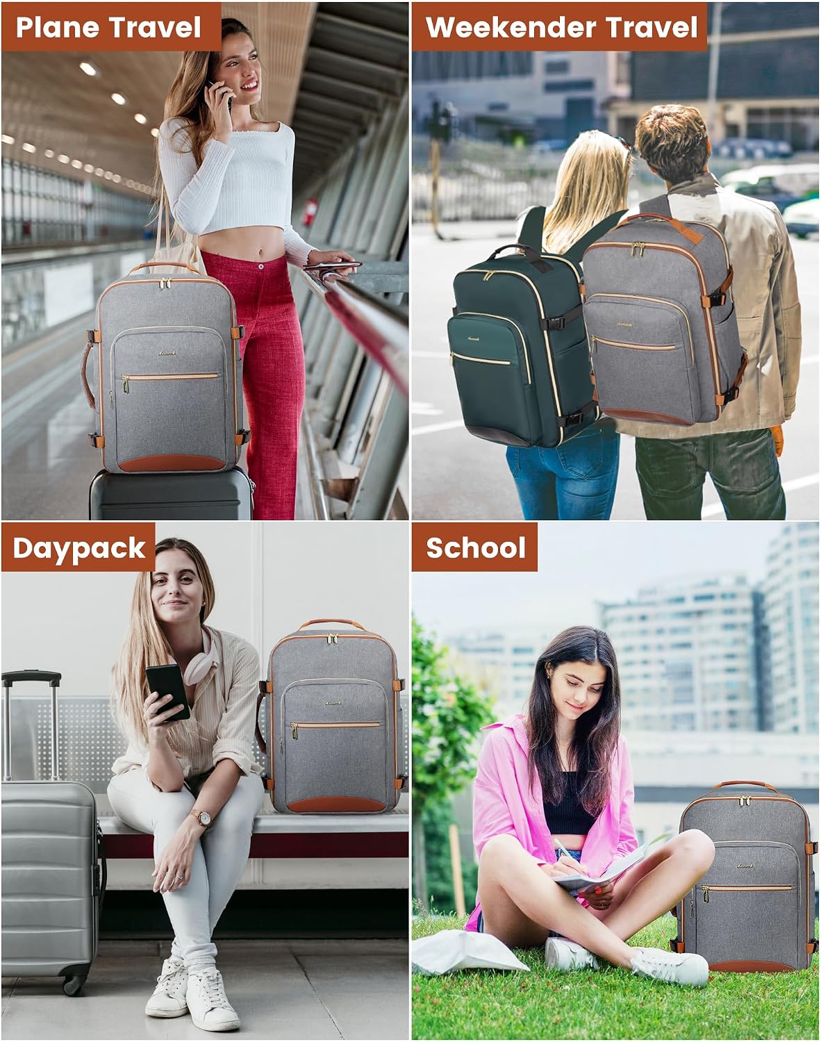 Thumbnail 6 de LOVEVOOK 40L Travel Backpack for Women & Men – Airline-Approved Carry-On with 3 Packing Cubes