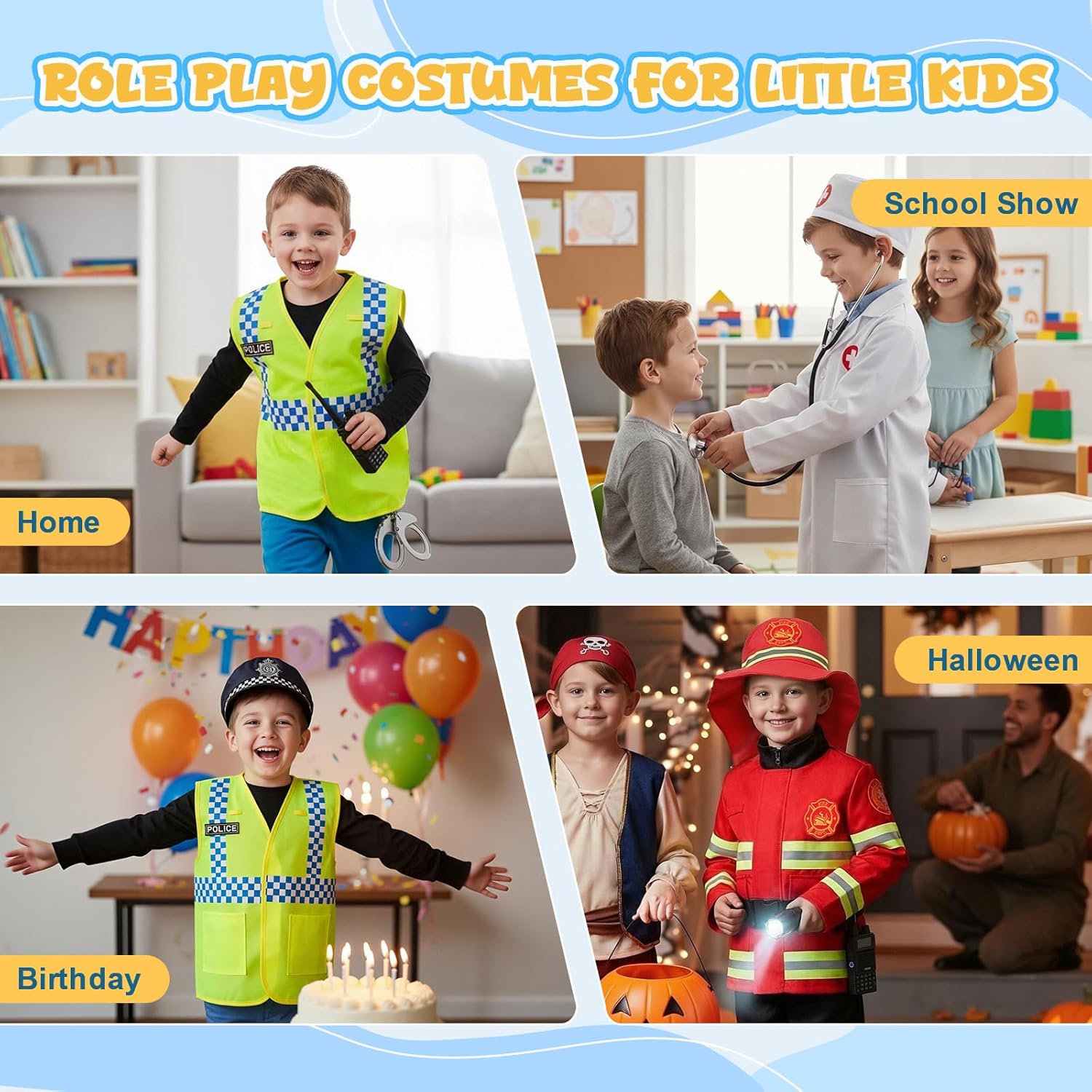 Thumbnail 4 de WIKITOT 3 in 1 Kids Role Play Costumes — 13 Pieces for Boys Aged 3-7