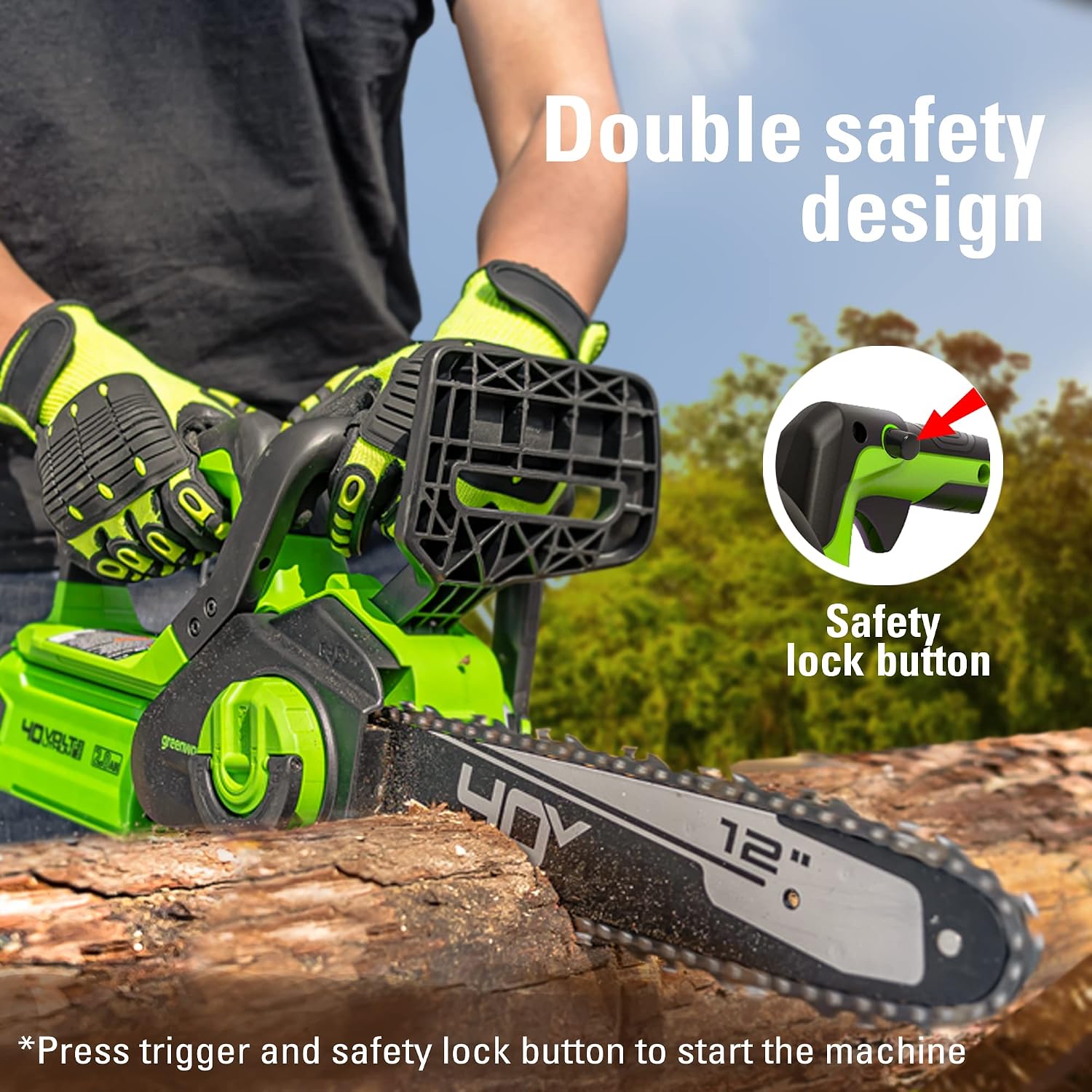 Detalle 2 de Greenworks cordless chainsaw, 12-inch