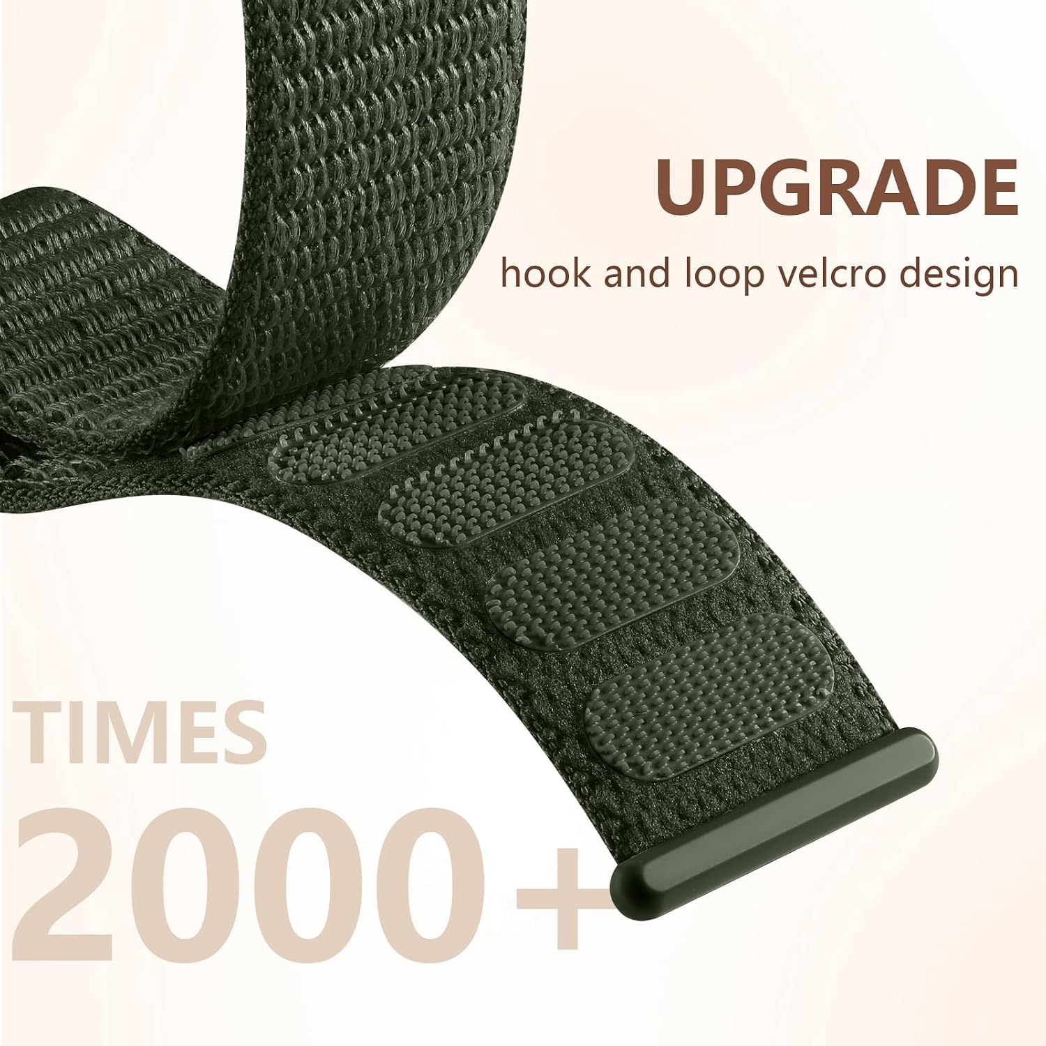 Detalle 2 de CeMiKa Nylon Loop Strap for Apple Watch (Nylon Sport Soft Breathable Band) – Army Green