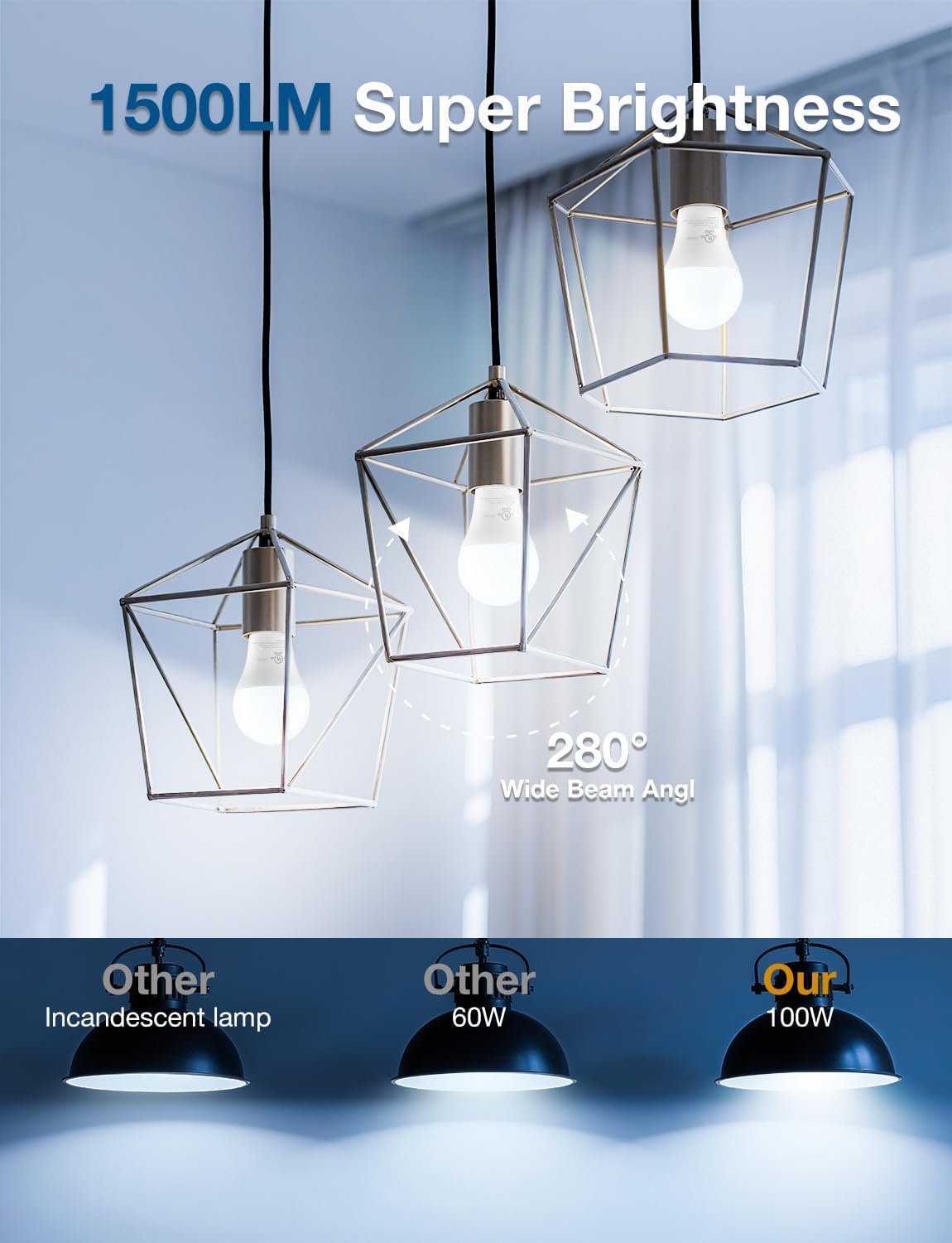 Detalle 2 de DAYBETTER QANNB2 AUS-D1 A19 LED Bulbs, 5000K, 1,500 Lumens, 12-Pack