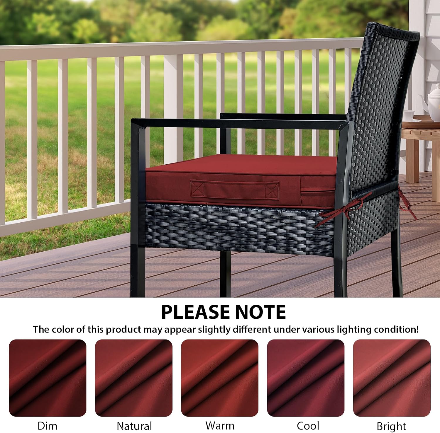 Thumbnail 6 de IPYNBAP Outdoor Chair Cushions 19 x 19, Set of 4, Burgundy, 3-Inch Foam