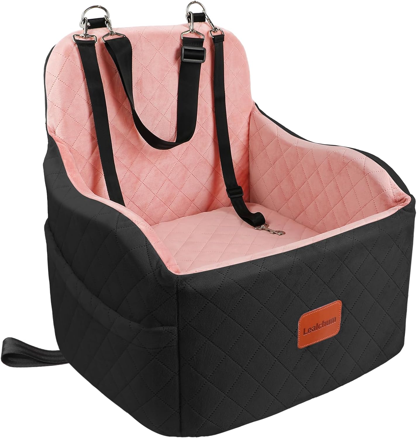 Detalle de Lealchum Dog Booster Car Seat for Small/Medium Dogs (Medium) – Portable, Elevated Cushion, Washable & Fit for Car Travel
