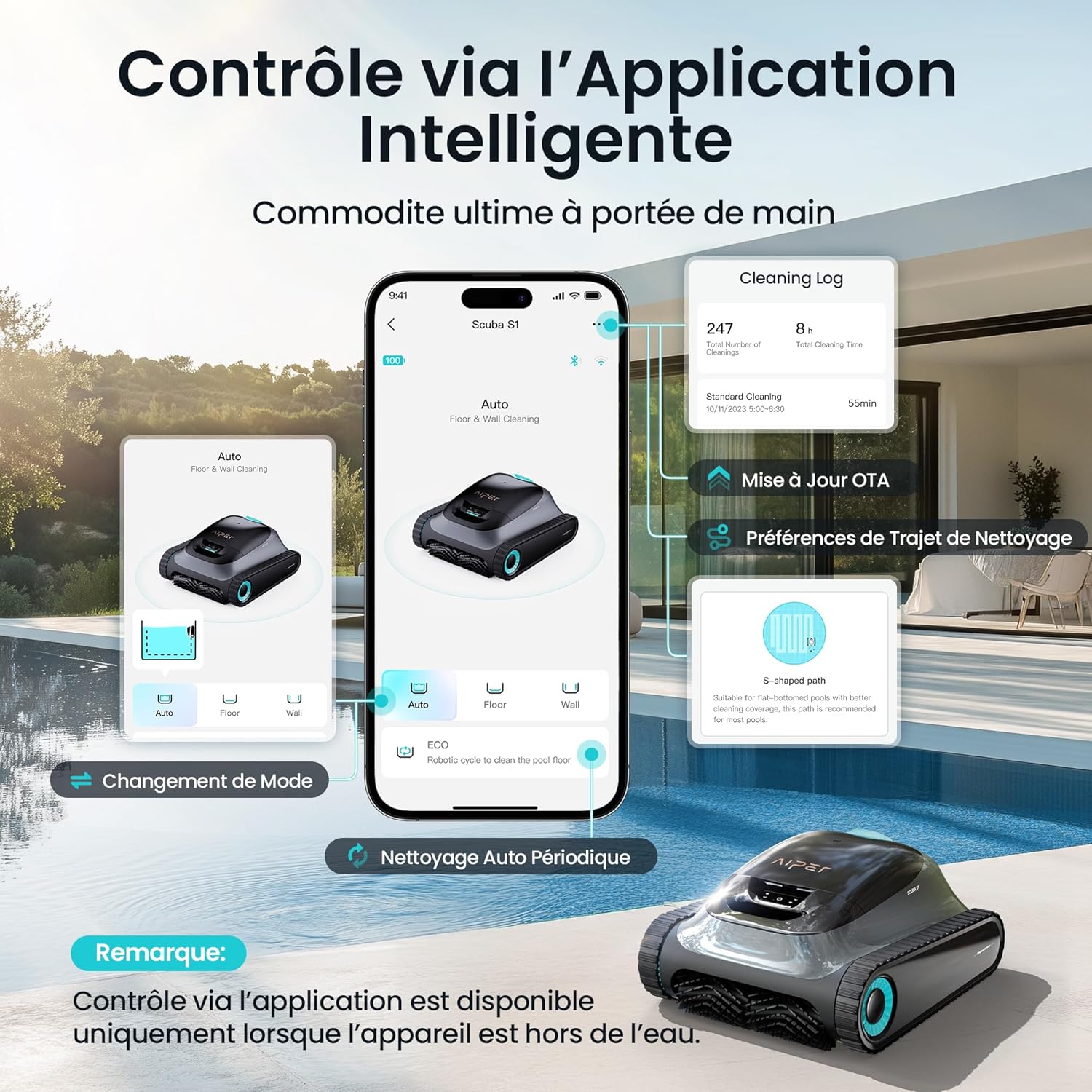 Thumbnail 6 de (2026 Upgrade) AIPER Scuba S1 Poolroboter Akku – bis 240 Min Laufzeit, Ultrafeinfiltration & App-Steuerung