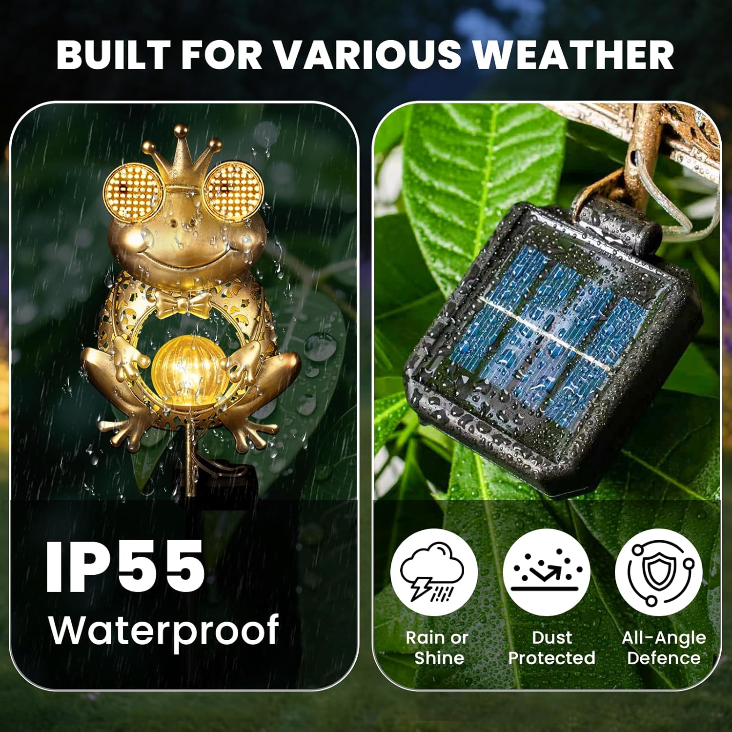 Thumbnail 3 de GLOBAL GOLDEN Solar Light Outdoor Garden Frog: Auto On/Off, 2-Mode LED with Dynamic Eye Lighting