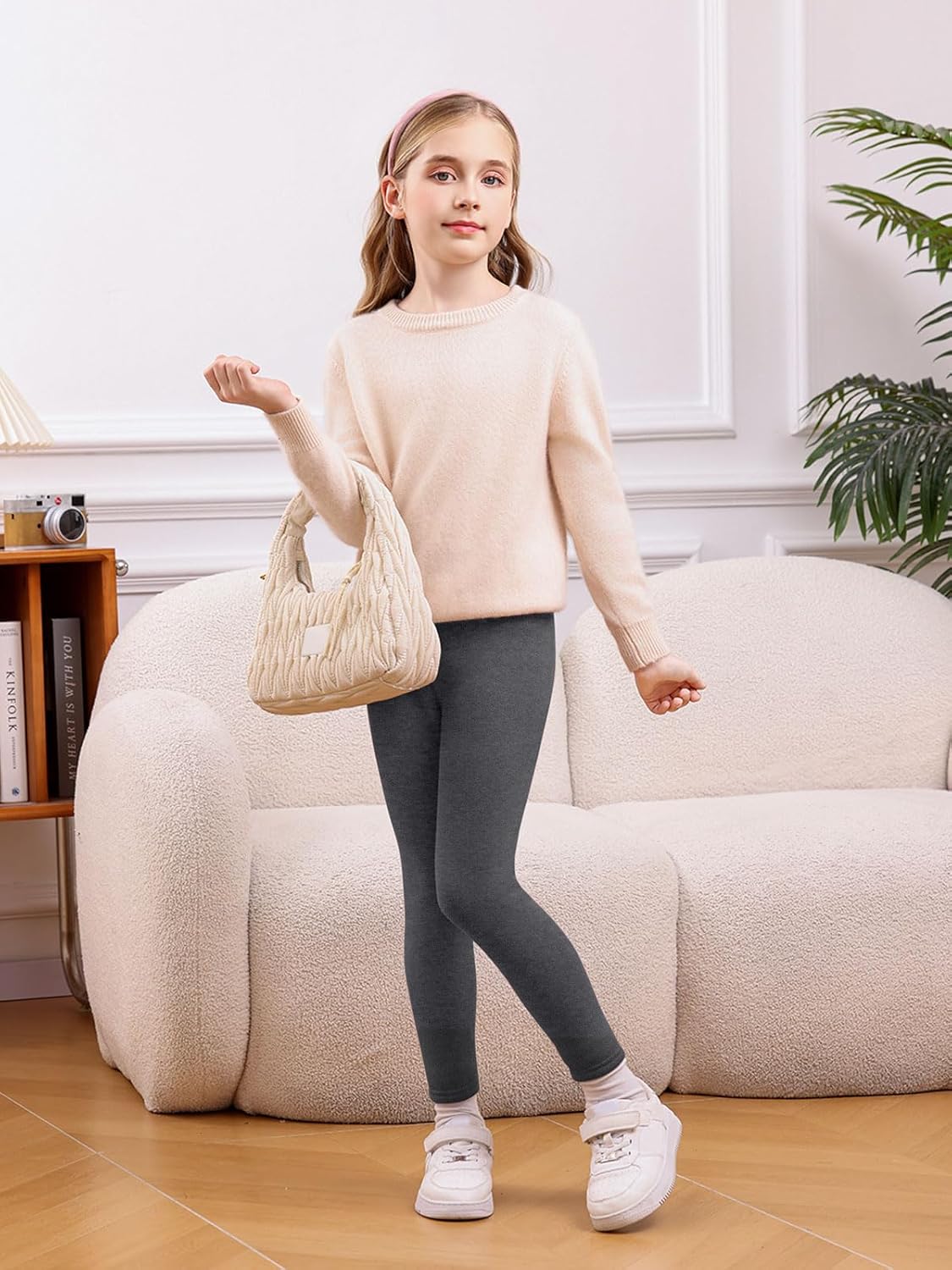 Thumbnail 2 de Vorvowry Thermoleggings Mädchen – weiche, gefütterte Stretch-Winterleggings für Kinder