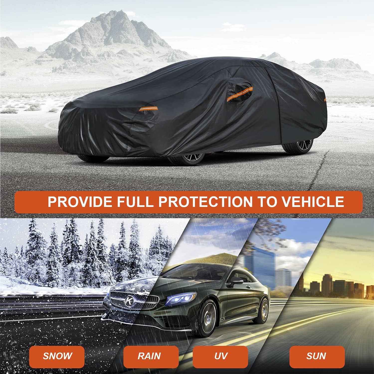 Detalle de Kayme Car Cover Waterproof Breathable 3XL for Sedan (470–490cm) – Full Weather Protection