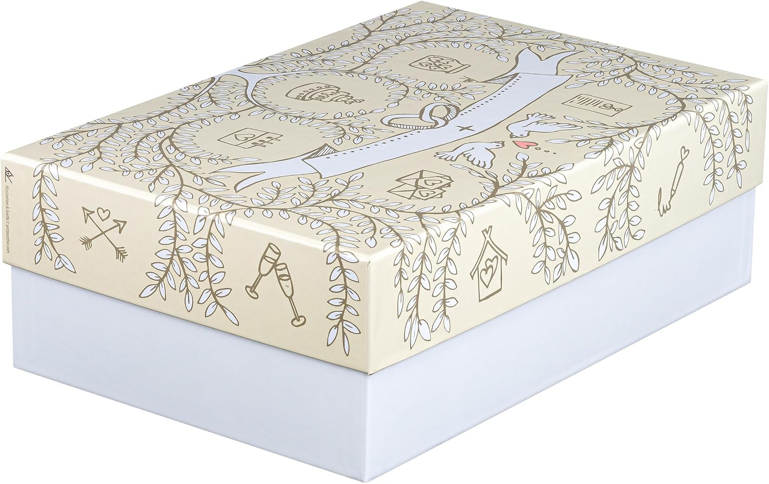 Detalle de FALKEN StoryBox WEDDING: Scatola regalo in cartone laminato, 24×36 cm, 12 cm di altezza, DIN A4+, Made in Germany