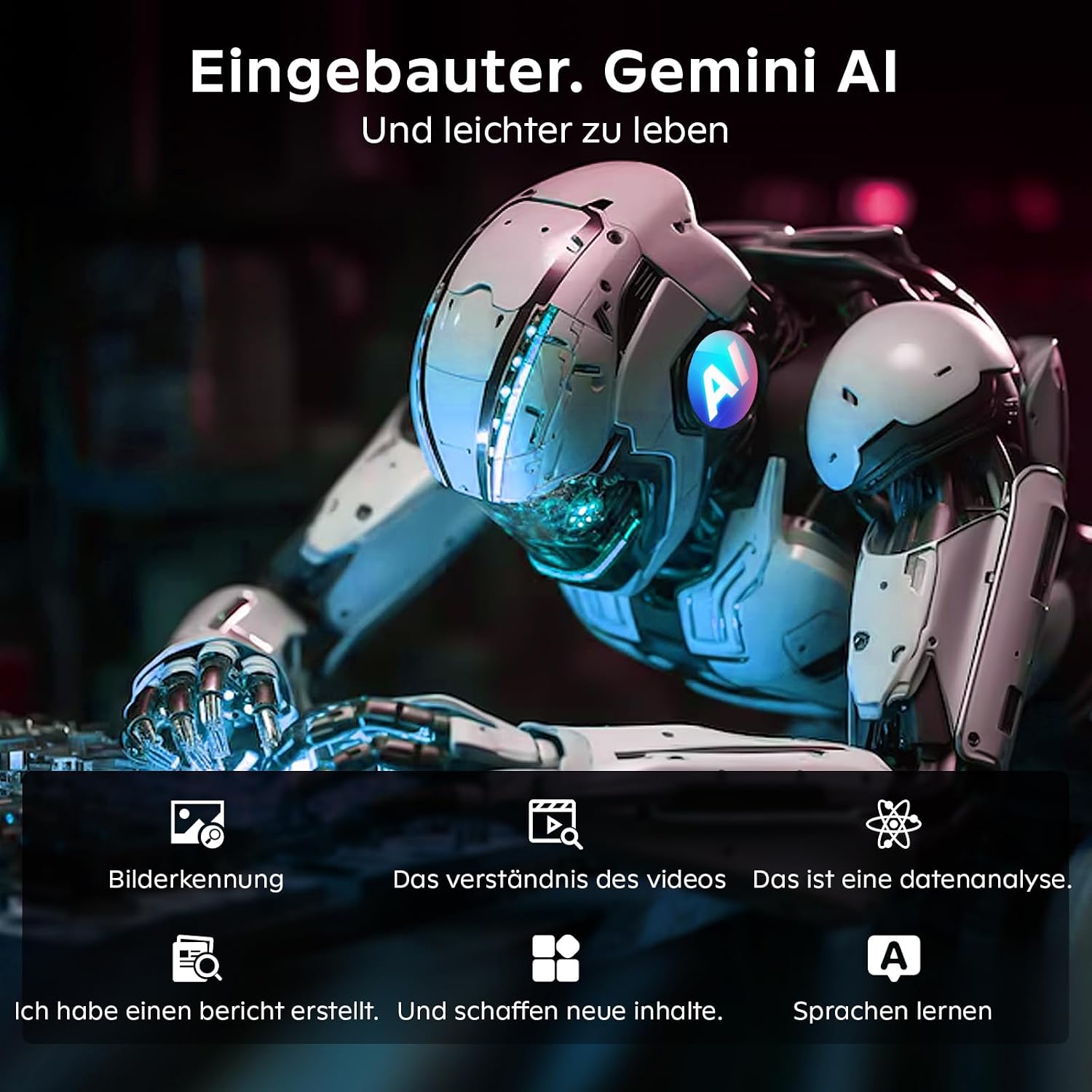Detalle 2 de Raemond 11 Zoll Tablet mit Gemini AI – Android 16, T7250, 24 GB RAM, 256 GB ROM + TF-Erweiterung