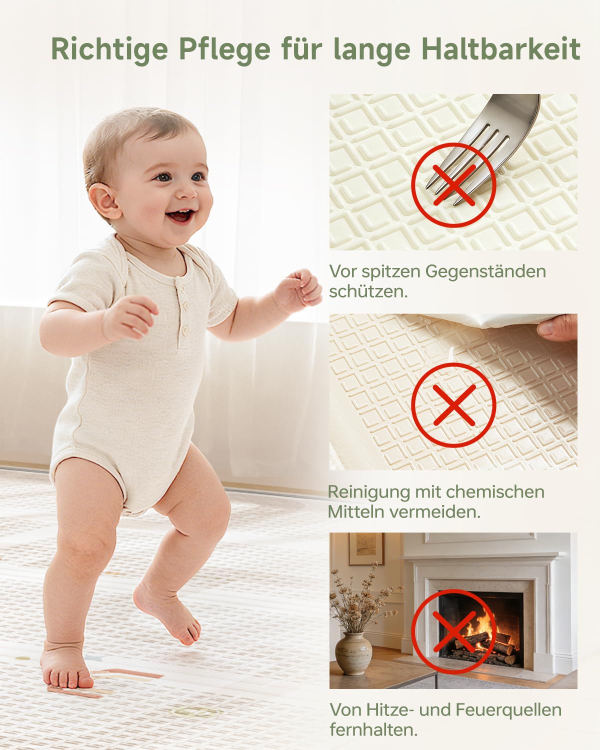 Thumbnail 6 de BG-BABYGO Krabbelmatte & Spielmatte für Babys – Faltbare, wasserdichte Schaumstoffmatte (Elephant, 147 × 175 cm, 1 cm)