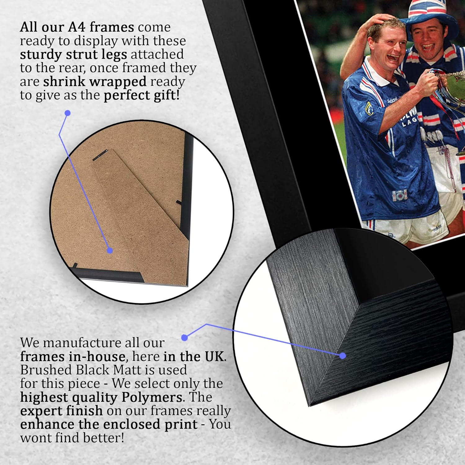 Thumbnail 6 de HWC Trading A4 Framed Signed Autograph Picture of Ally McCoist & Paul Gascoigne (Rangers) – Gift-ready wall display