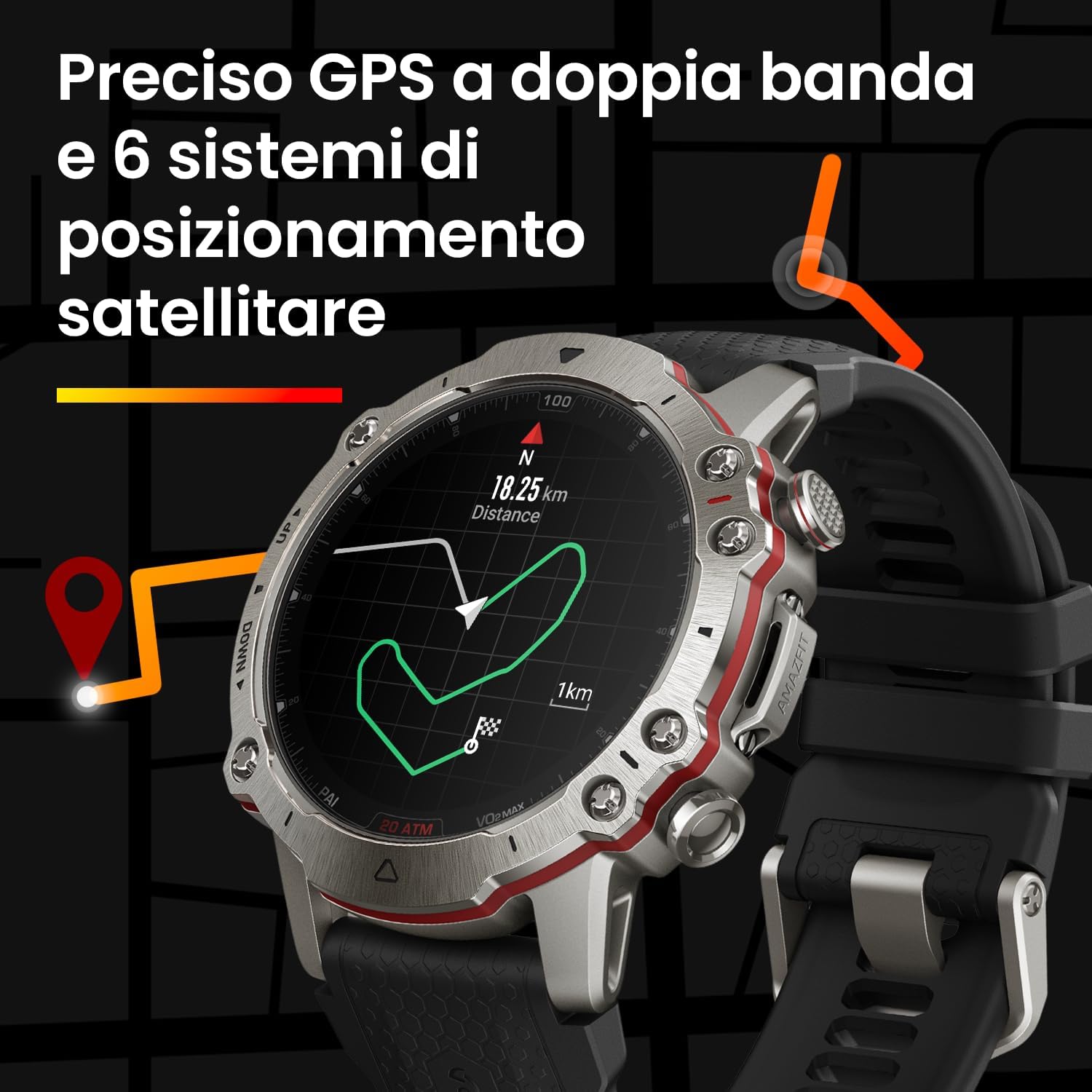 Detalle de Amazfit Falcon 49 mm Smartwatch: titanio, zaffiro e GPS dual band per sportivi esigenti