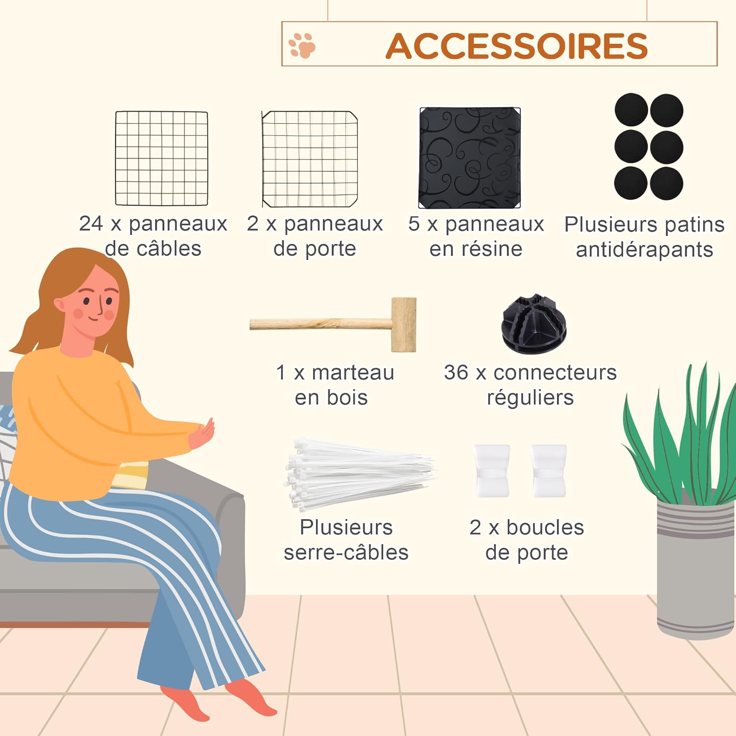 Thumbnail 4 de PawHut Parc Modulable pour Petits Animaux – 24 Panneaux Noir, enclosure pour chiots et lapins