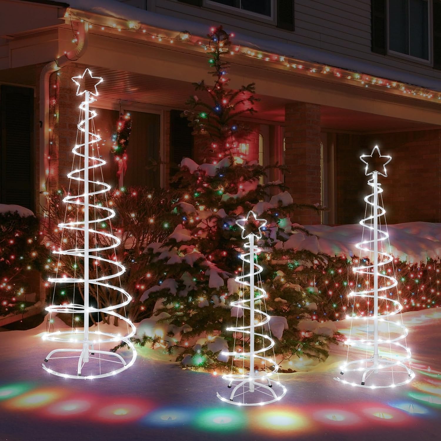 Thumbnail 6 de FLAGLY 778 Christmas Spiral Tree Set, 3/4/5 ft, White LEDs, 8 Modes